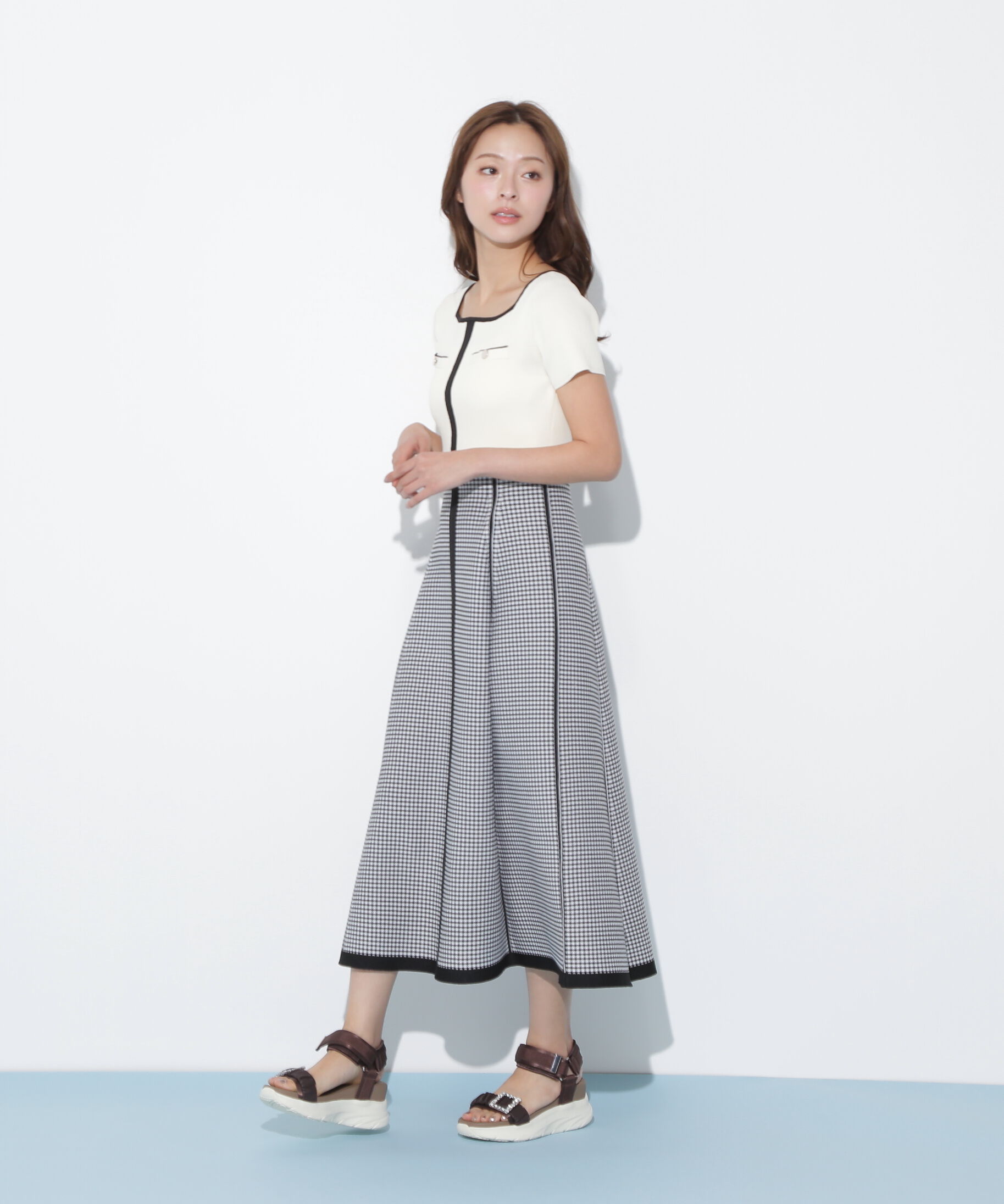  「ジャガードニットフレアワンピース」|ワンピース|