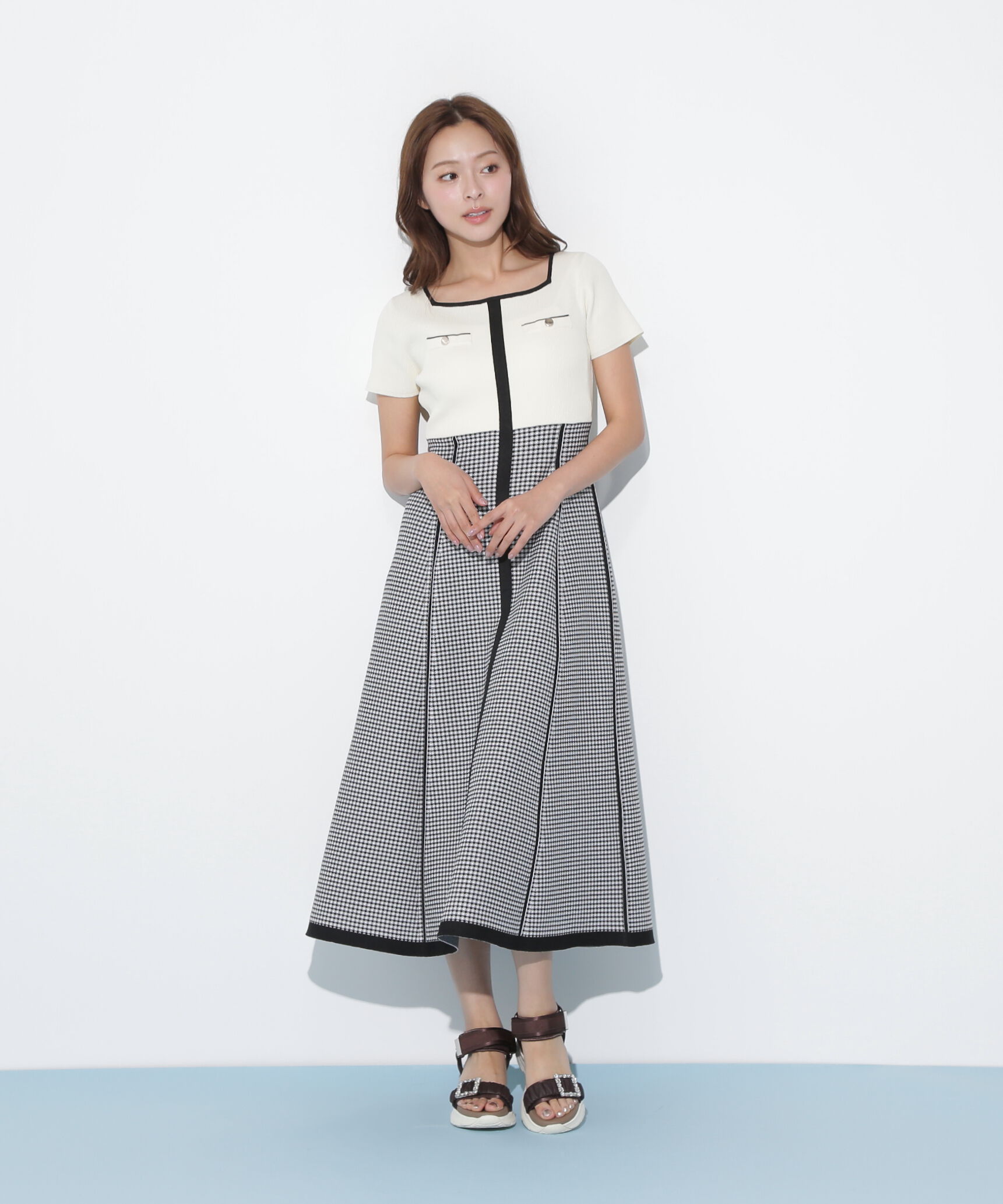  「ジャガードニットフレアワンピース」|ワンピース|