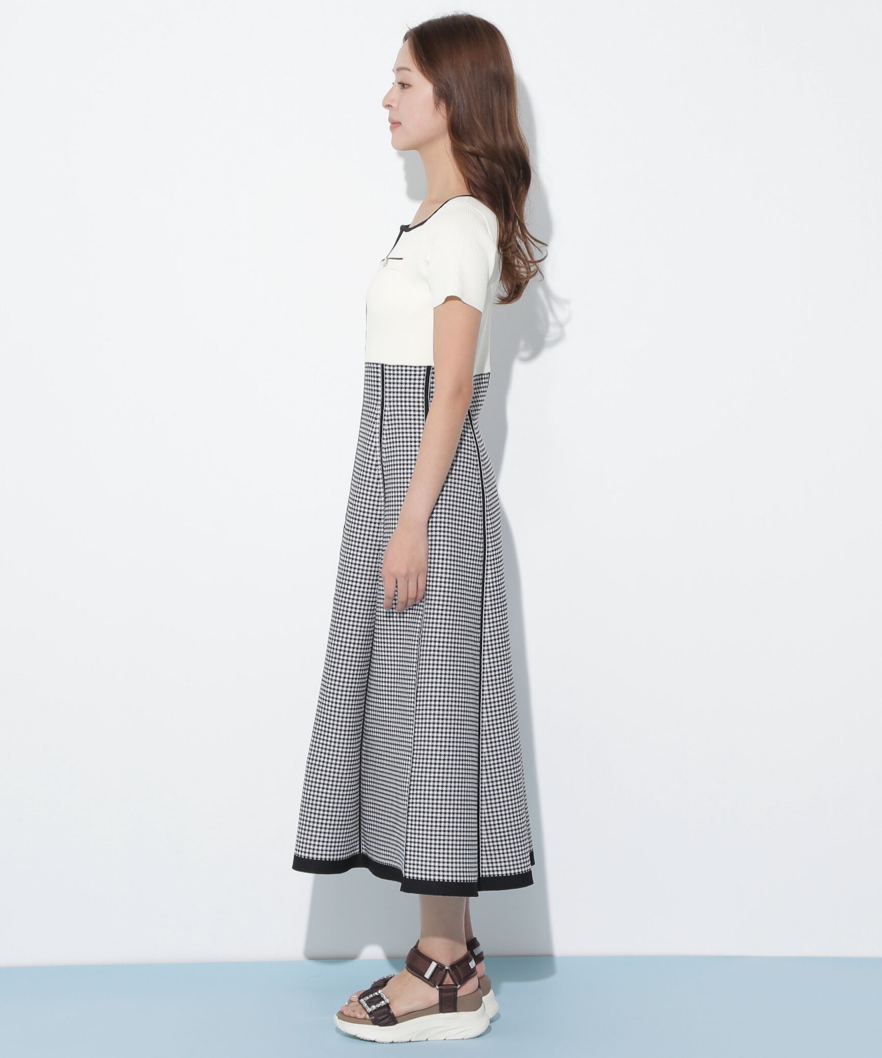  「ジャガードニットフレアワンピース」|ワンピース|