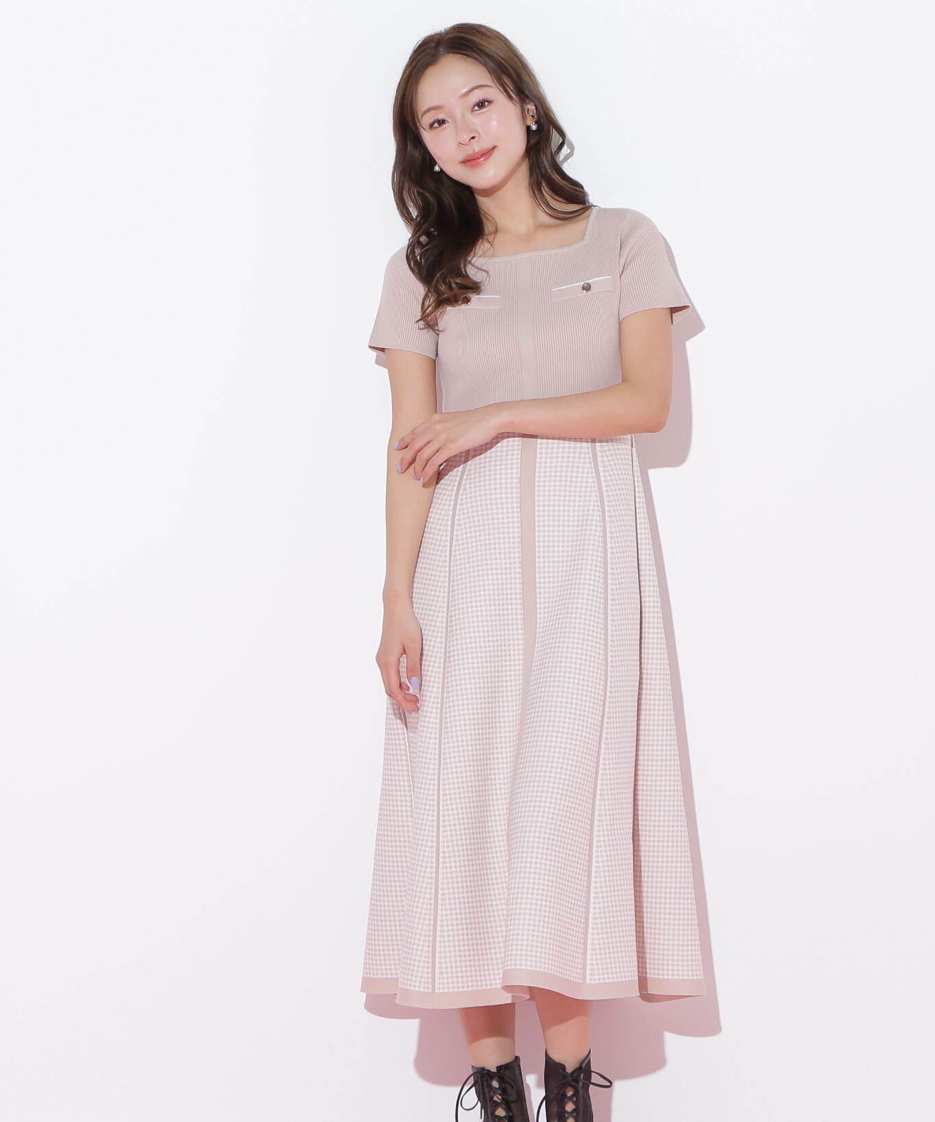  「ジャガードニットフレアワンピース」|ワンピース|