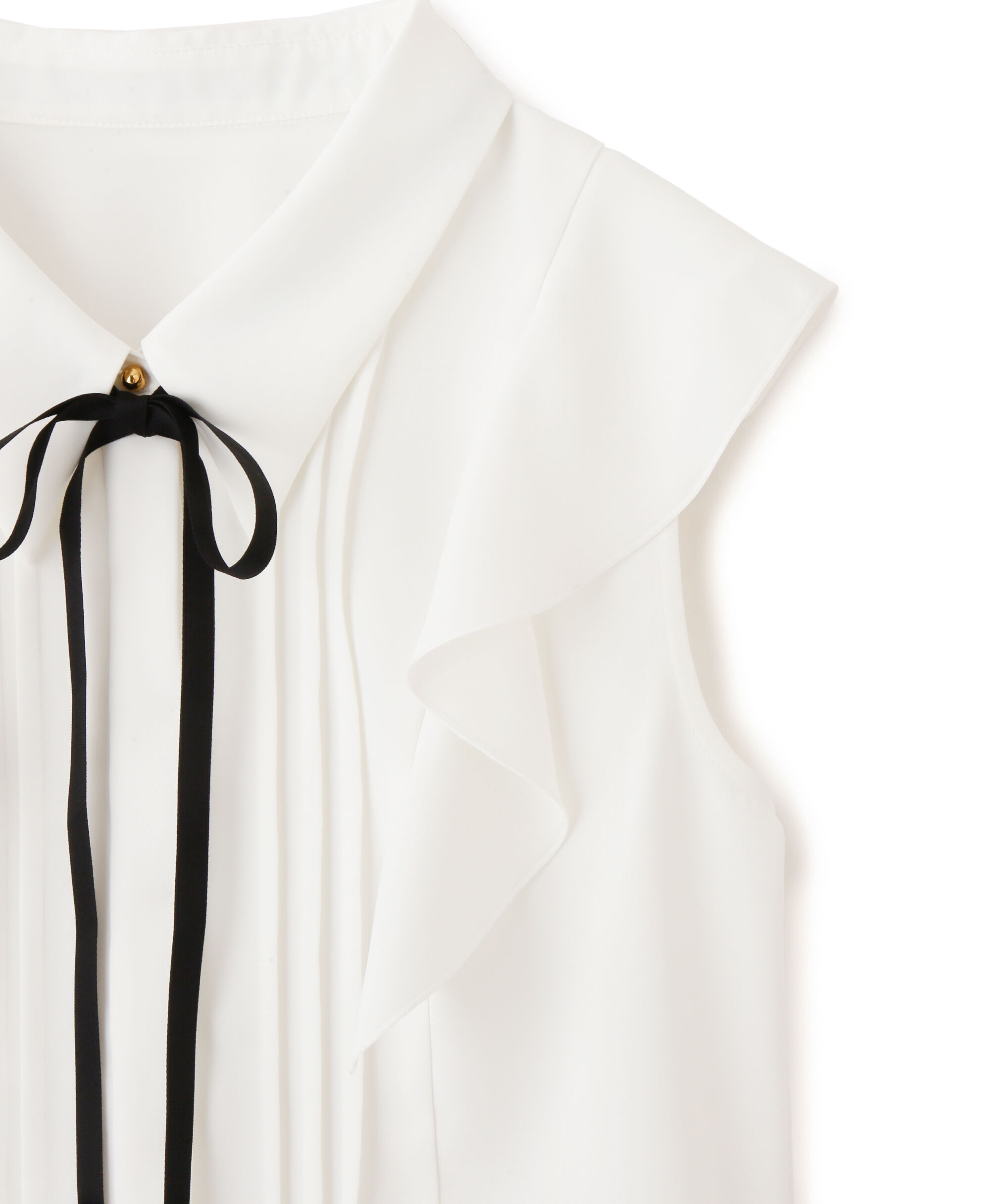  「リボン付きピンタックノースリーブブラウス」|シャツ・ブラウス|