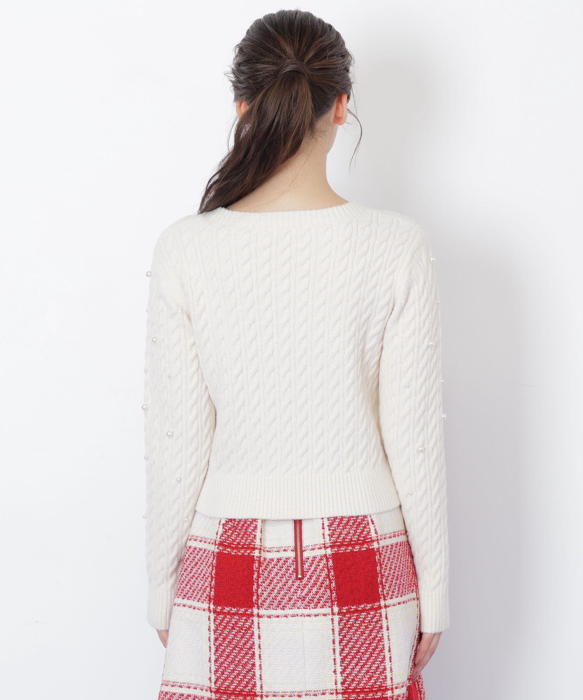  「ランダムパールミニケーブルニット」|ニット・セーター|