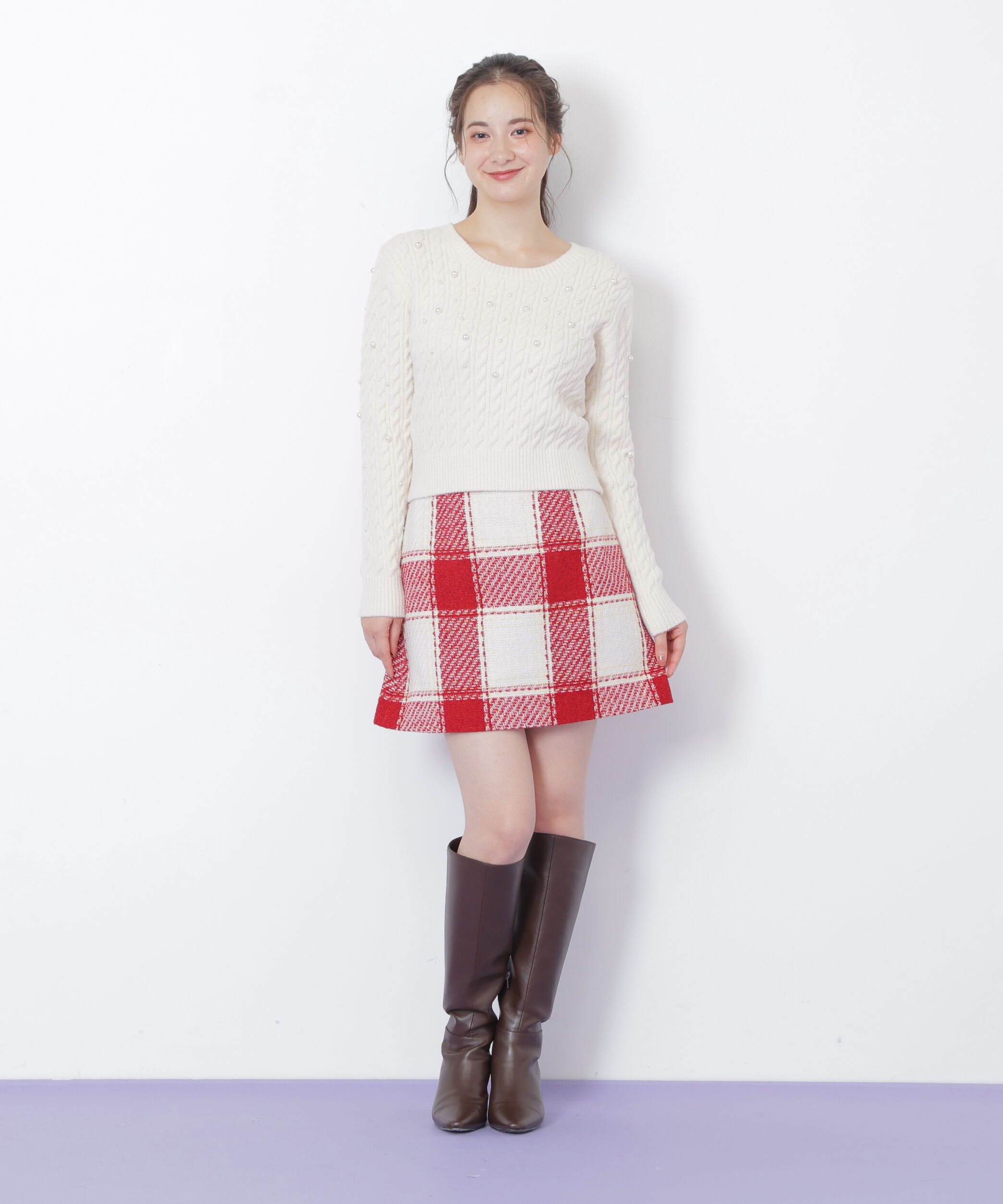  「ランダムパールミニケーブルニット」|ニット・セーター|