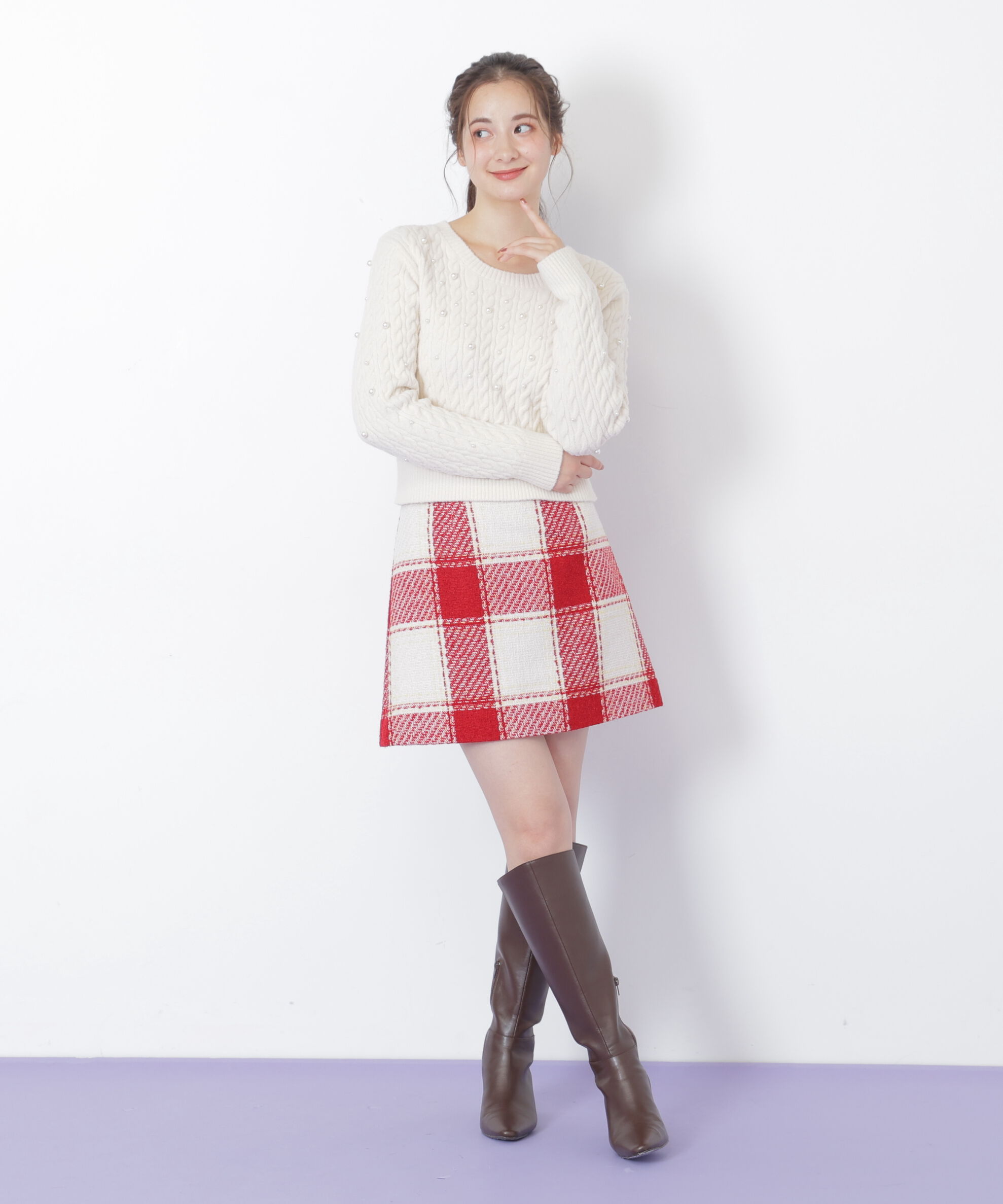  「ランダムパールミニケーブルニット」|ニット・セーター|