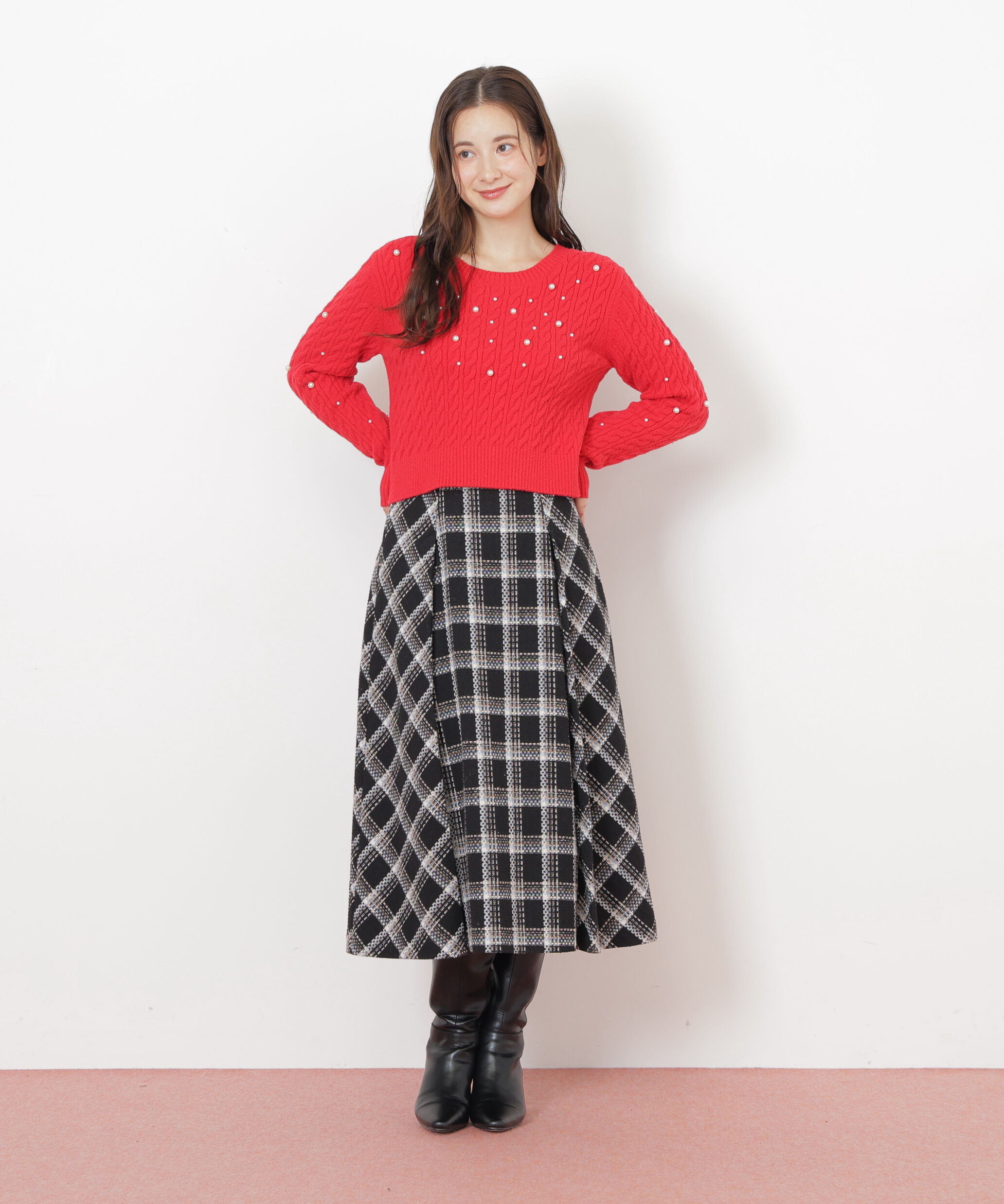  「ランダムパールミニケーブルニット」|ニット・セーター|