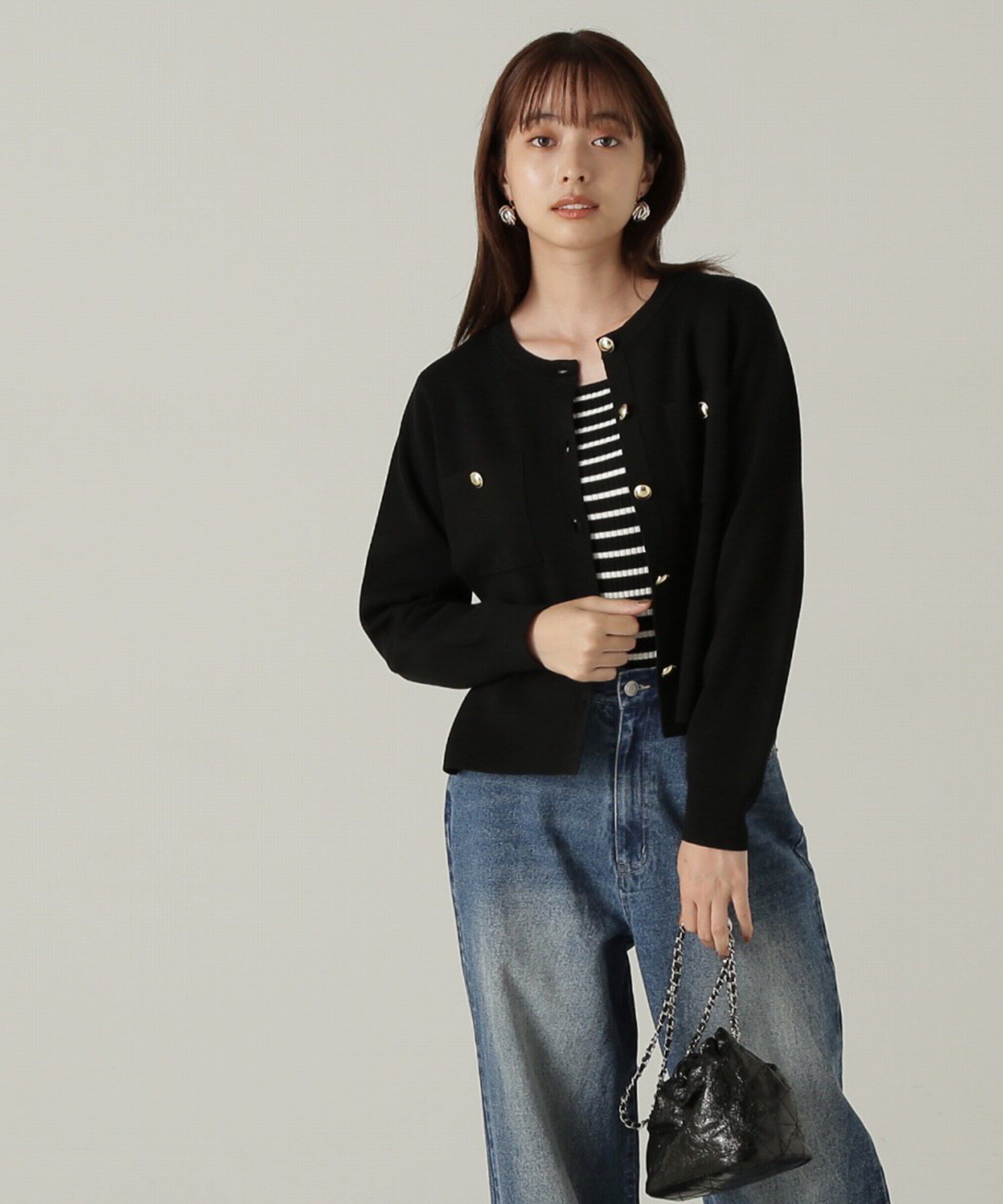 PROPORTION BODY DRESSING「金ボタンカーデ　24AW」|カーディガン|ブラック