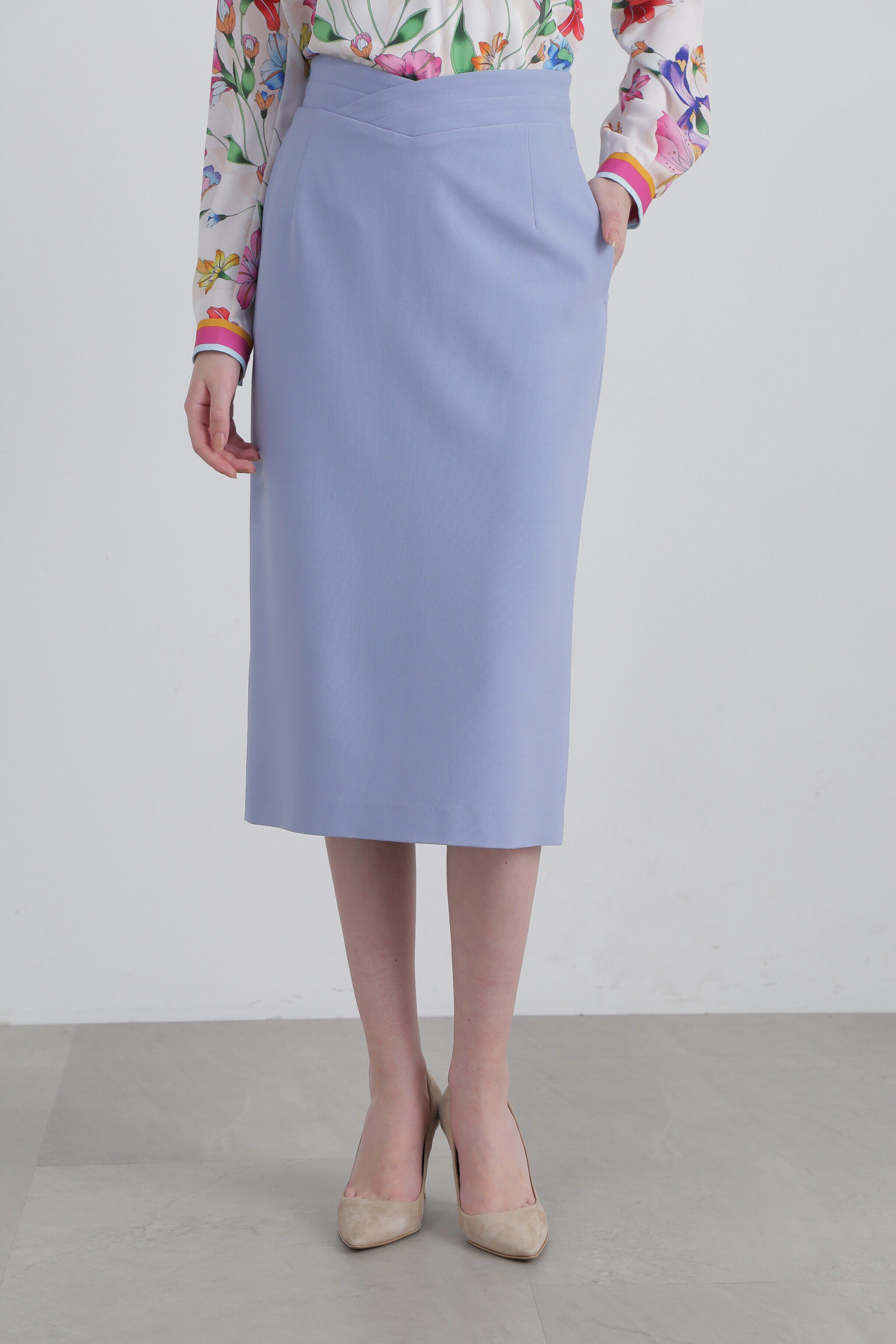  「◆Ｖウエストタイトスカート」|スカート|サックスブル 2