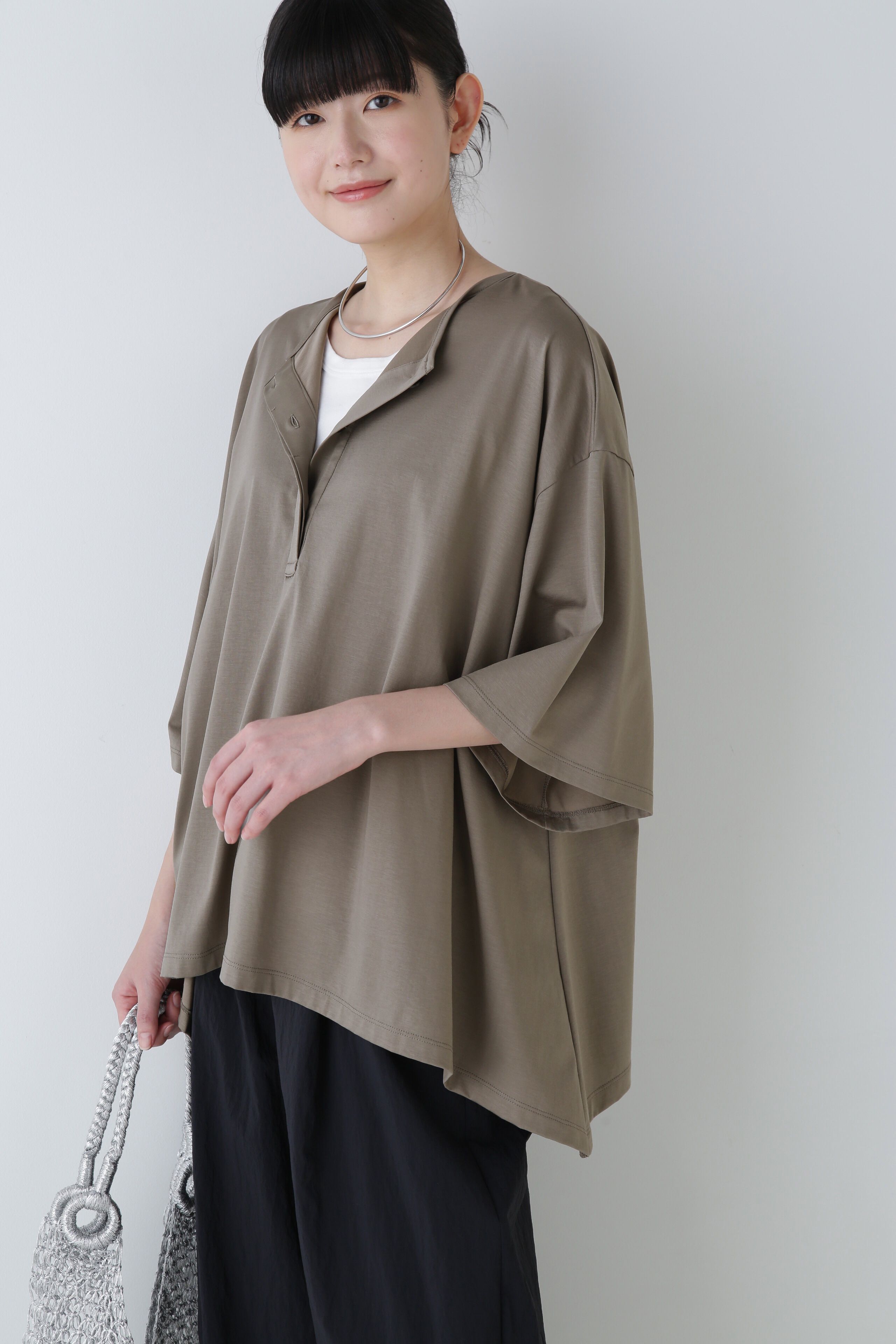  「◆Ｃ／Ｎハイゲージプレーティング天竺カットソー」|Tシャツ・カットソー|グレイッシュ