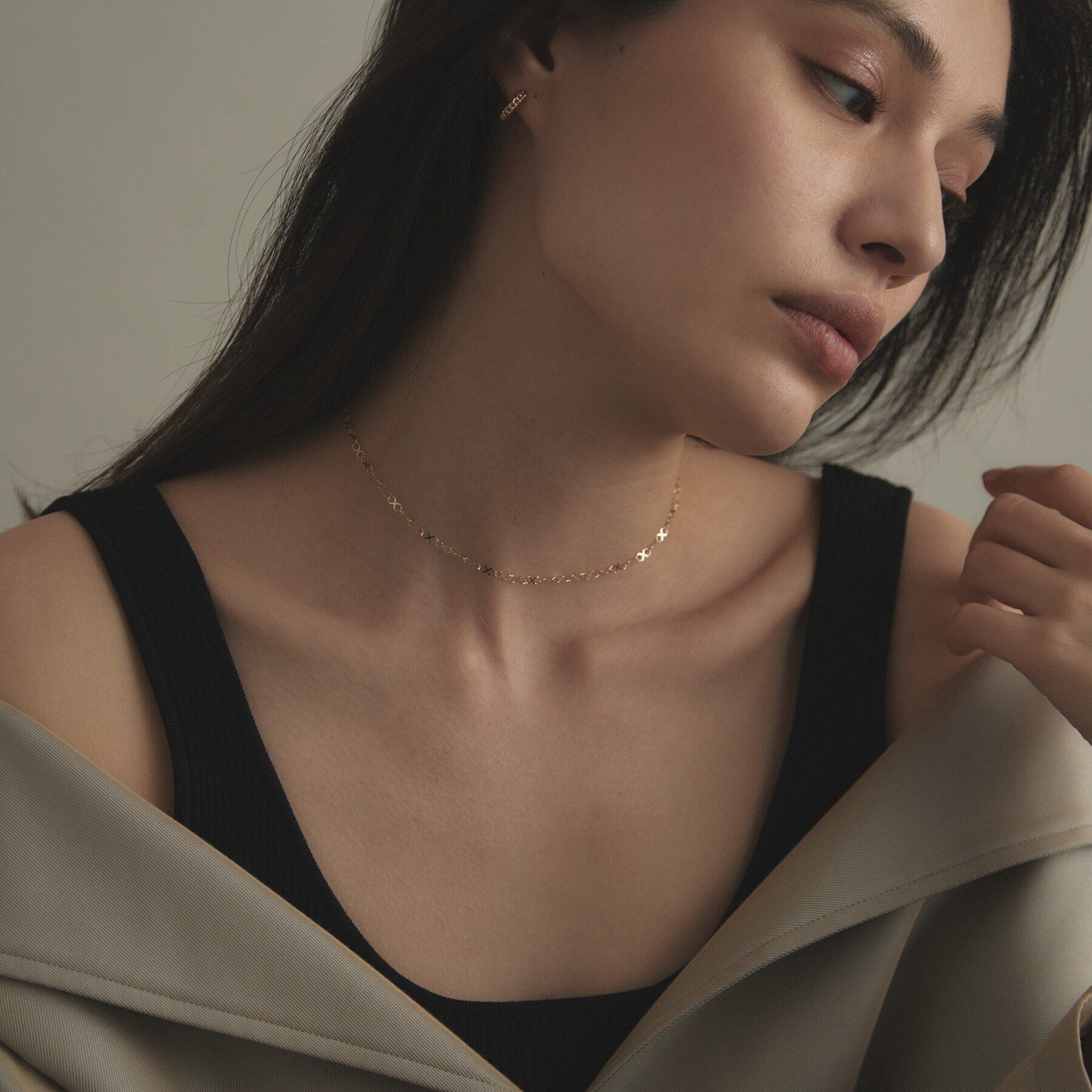 COCOSHNIK「K10Xチェーン チョーカー大」|ネックレス|