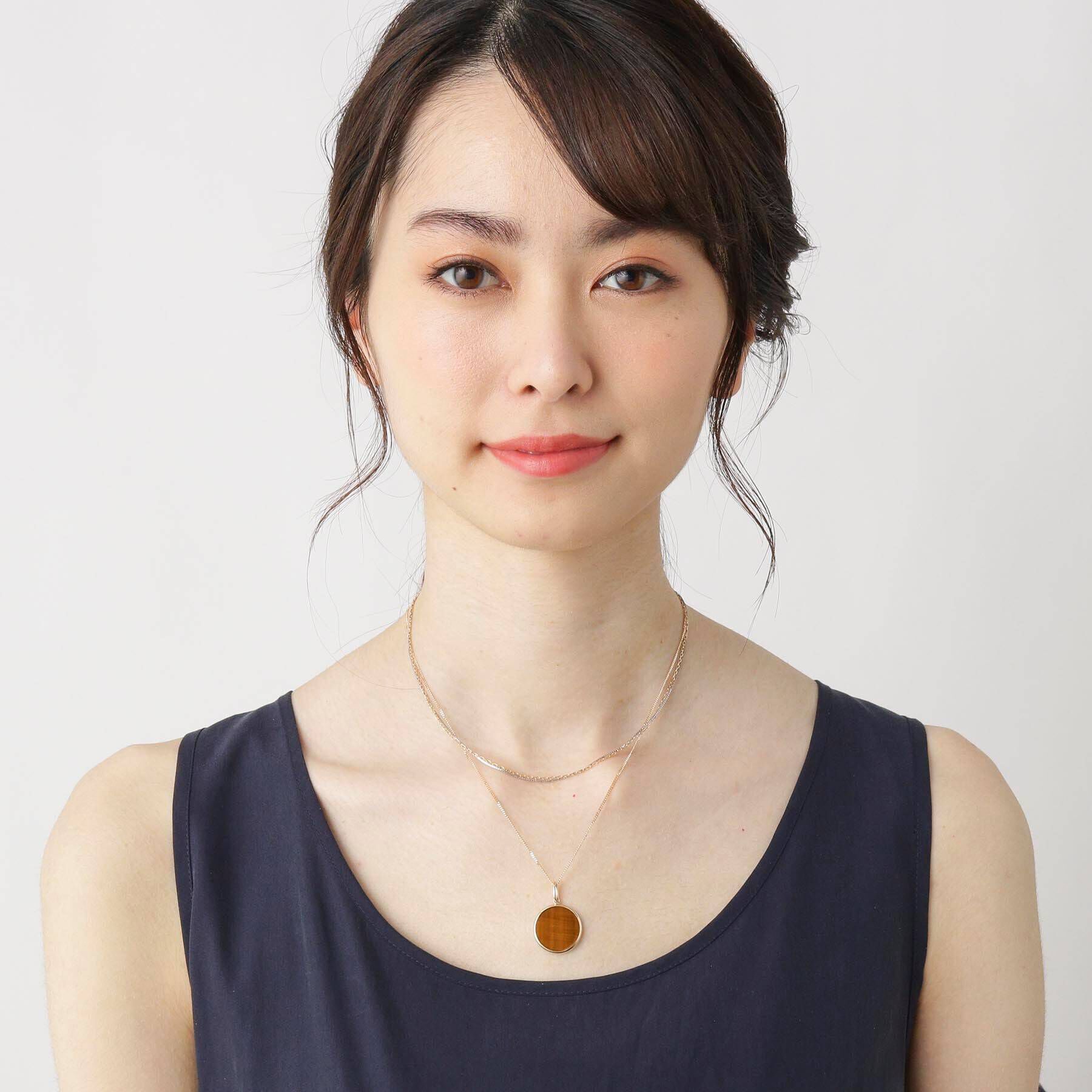 COCOSHNIK「K10カラーストーン（タイガーズアイ）めがね留め ネックレス 大」|ネックレス|