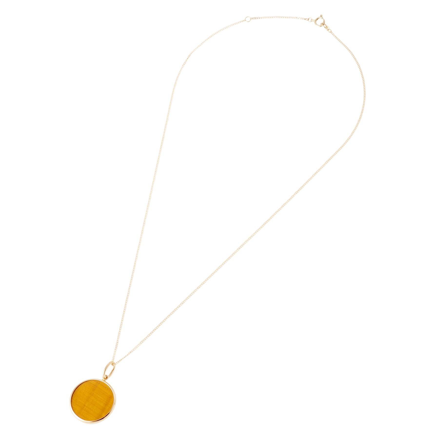 COCOSHNIK「K10カラーストーン（タイガーズアイ）めがね留め ネックレス 大」|ネックレス|