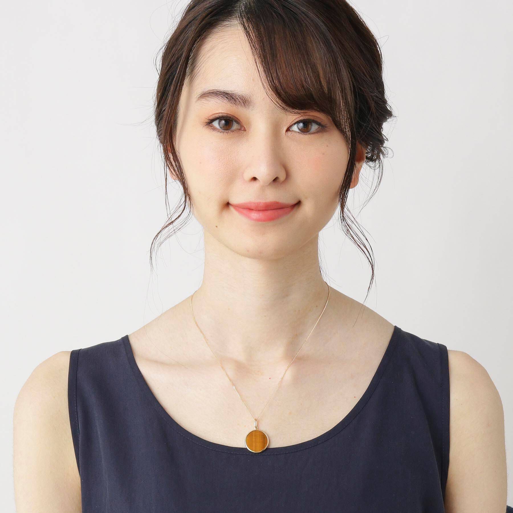 COCOSHNIK「K10カラーストーン（タイガーズアイ）めがね留め ネックレス 大」|ネックレス|