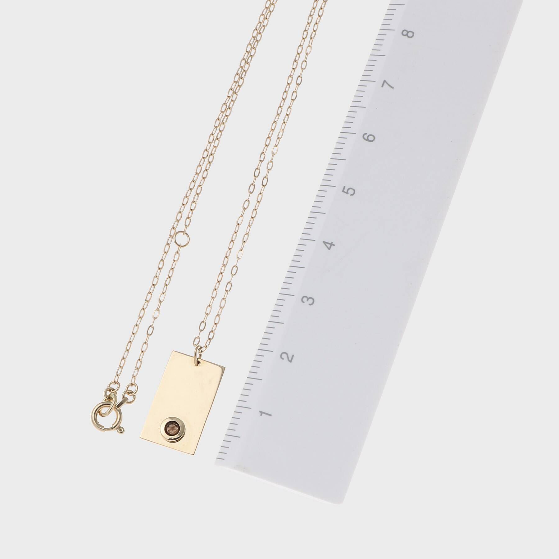 COCOSHNIK「カラーストーン（スモーキークォーツ）スクエアプレート　ネックレス」|ネックレス|