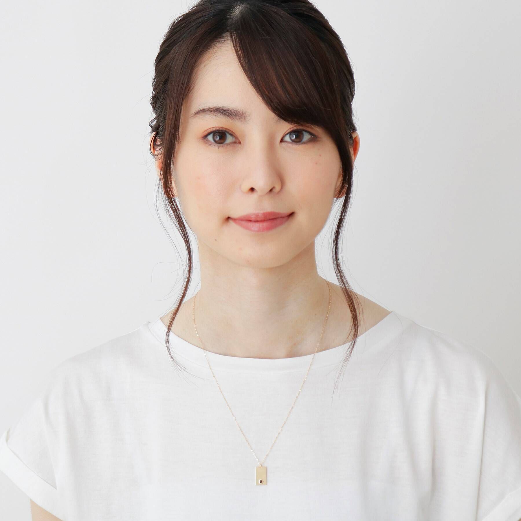 COCOSHNIK「カラーストーン（スモーキークォーツ）スクエアプレート　ネックレス」|ネックレス|