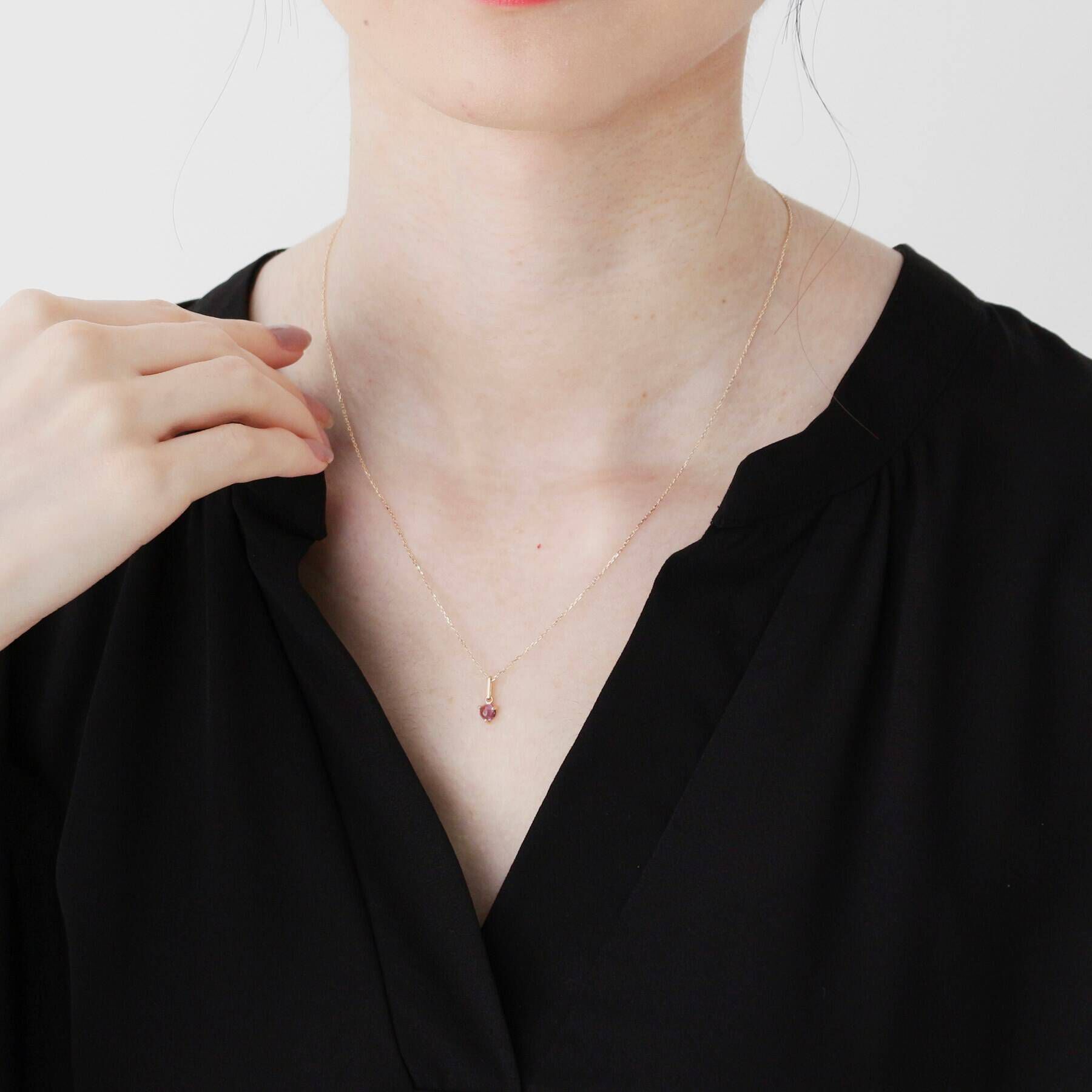 COCOSHNIK「【WEB限定】K10スピリチュアルストーン（アメシスト）ネックレス」|ネックレス|