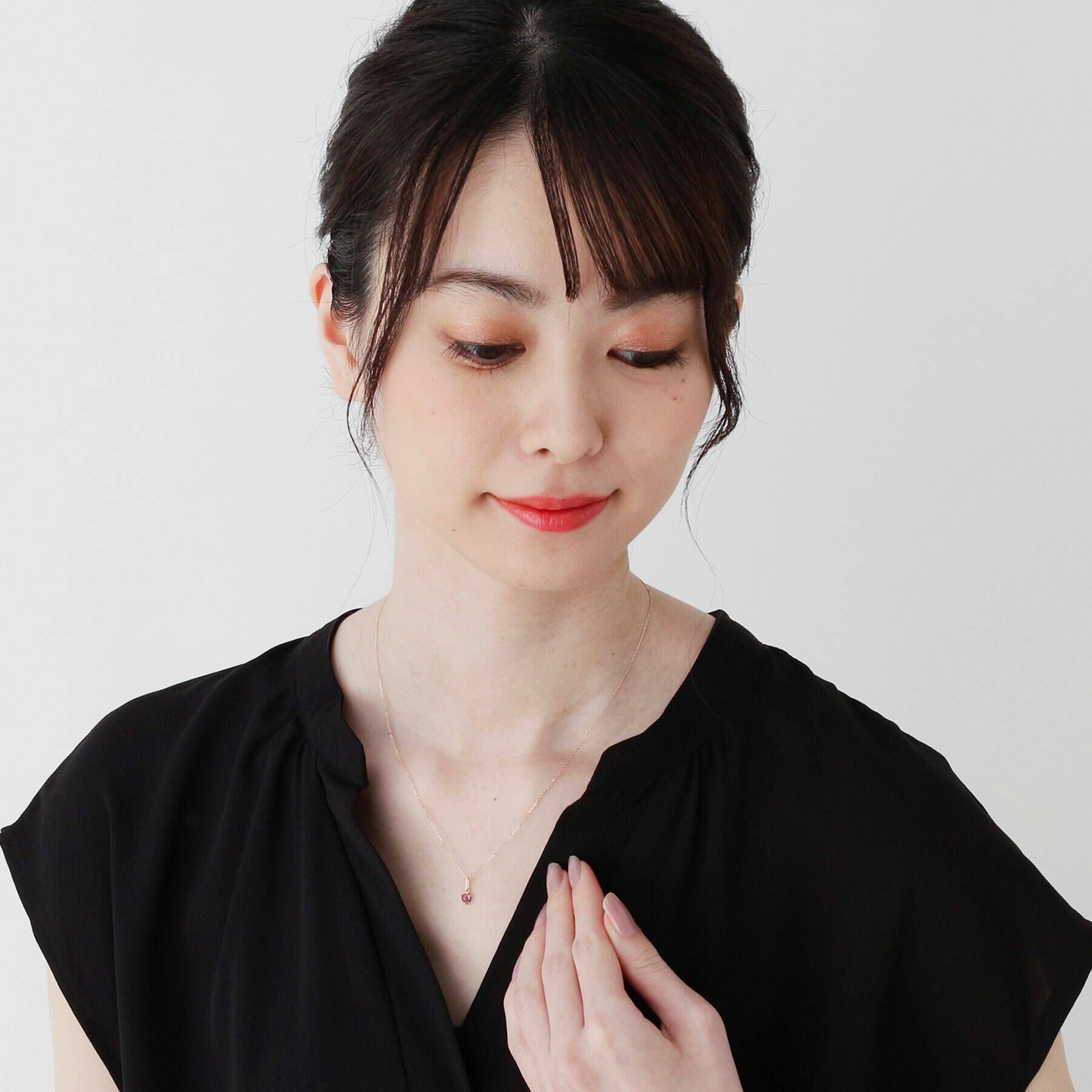 COCOSHNIK「【WEB限定】K10スピリチュアルストーン（アメシスト）ネックレス」|ネックレス|