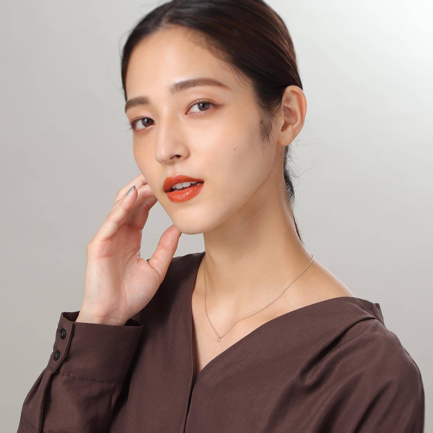 COCOSHNIK「K18ダイヤモンドラウンドカット ボールチェーンネックレス」|ネックレス|