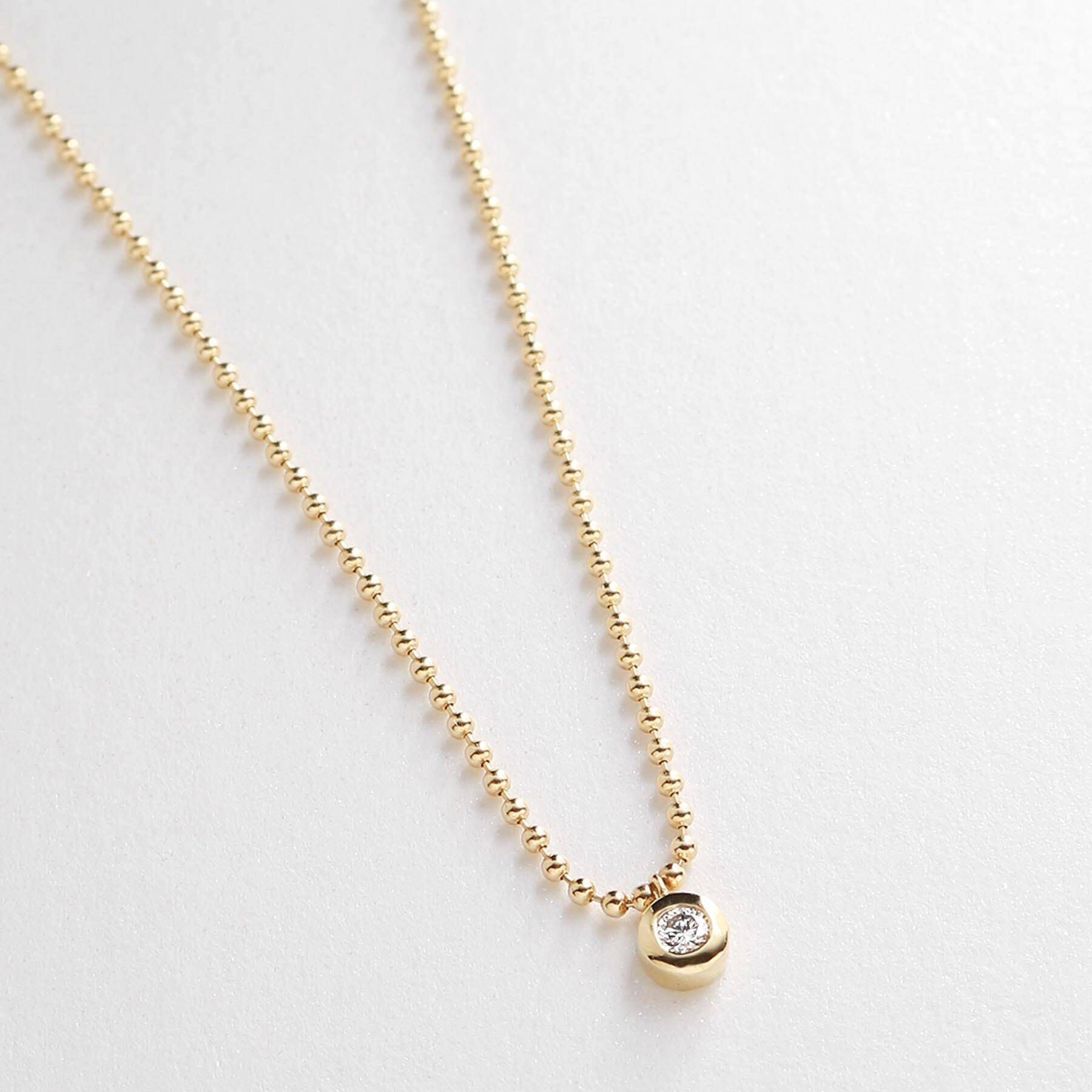 COCOSHNIK「K18ダイヤモンドラウンドカット ボールチェーンネックレス」|ネックレス|