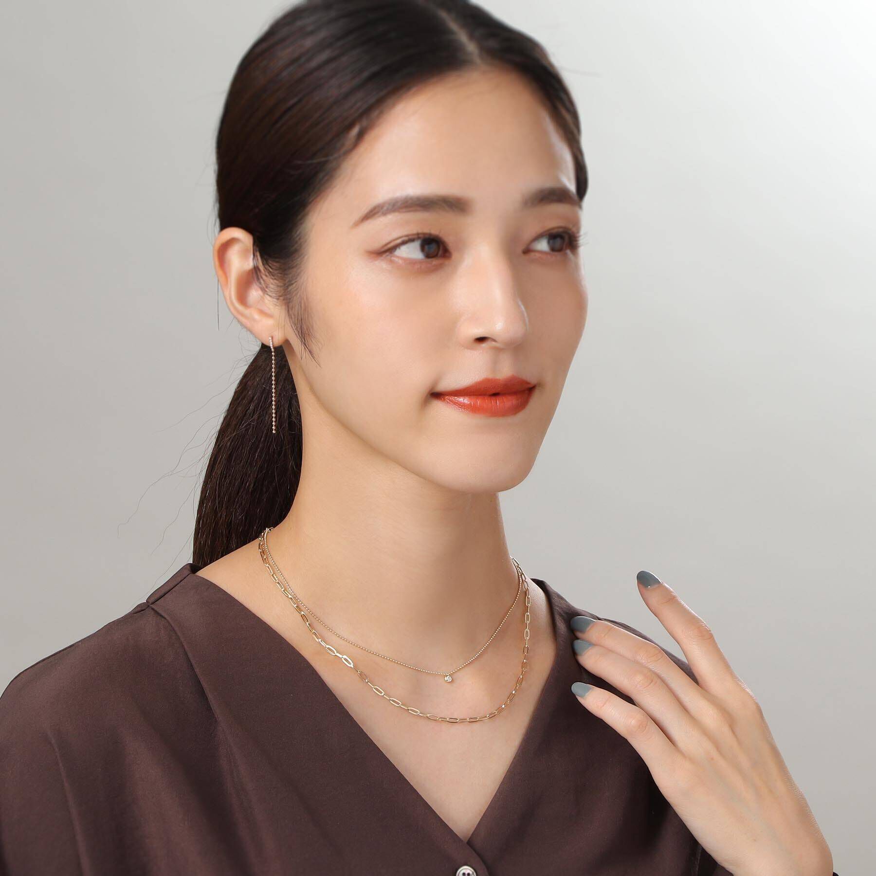 COCOSHNIK「K18ダイヤモンドラウンドカット ボールチェーンネックレス」|ネックレス|