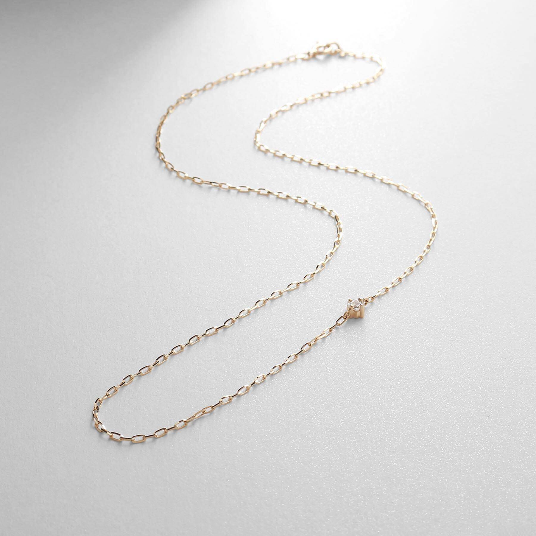 COCOSHNIK「K10ホワイトトパーズスクエアカット アシンメトリーネックレス」|ネックレス|イエローゴールド(1