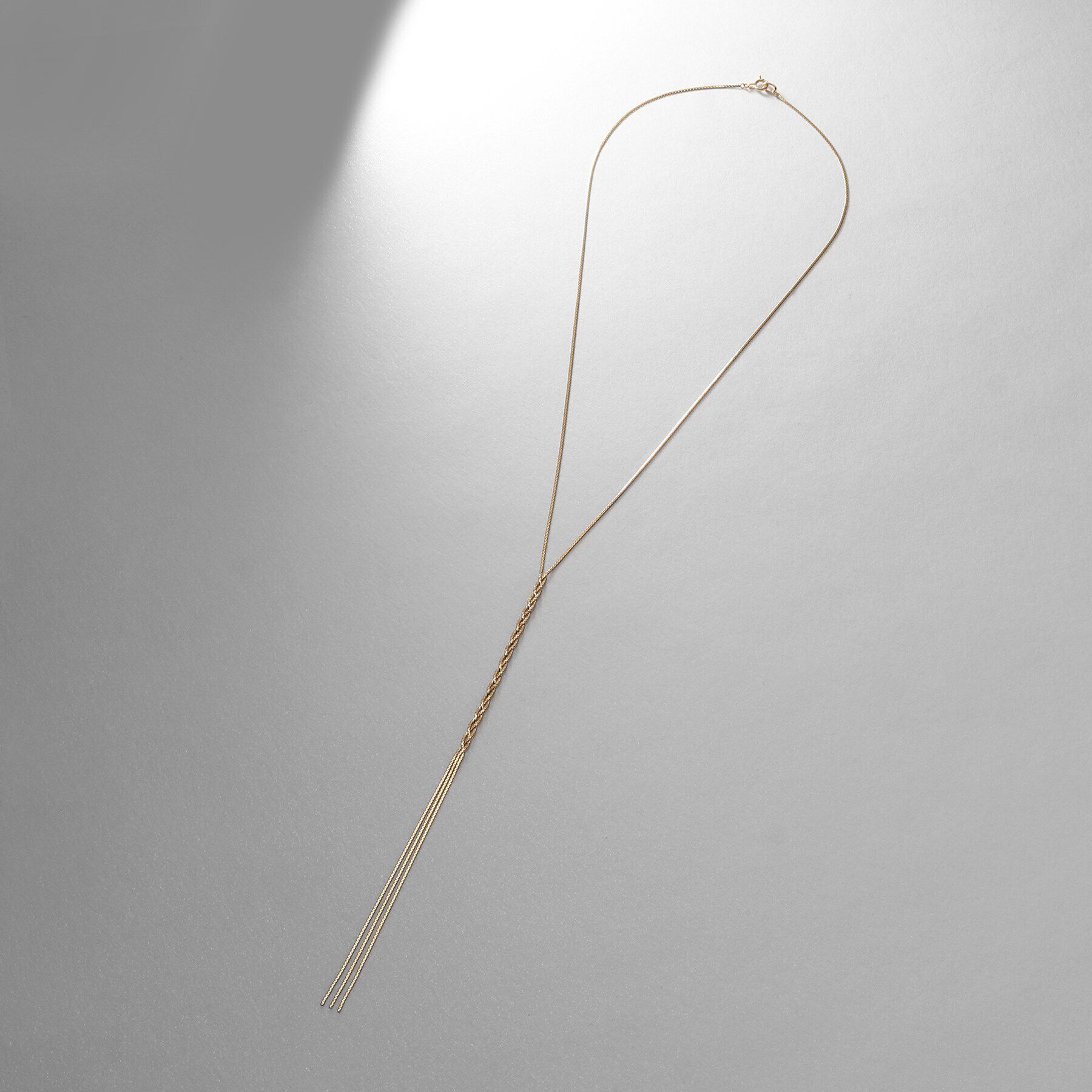 COCOSHNIK「K10ベネチアンフラットチェーン三つ編みY字 ネックレス」|ネックレス|