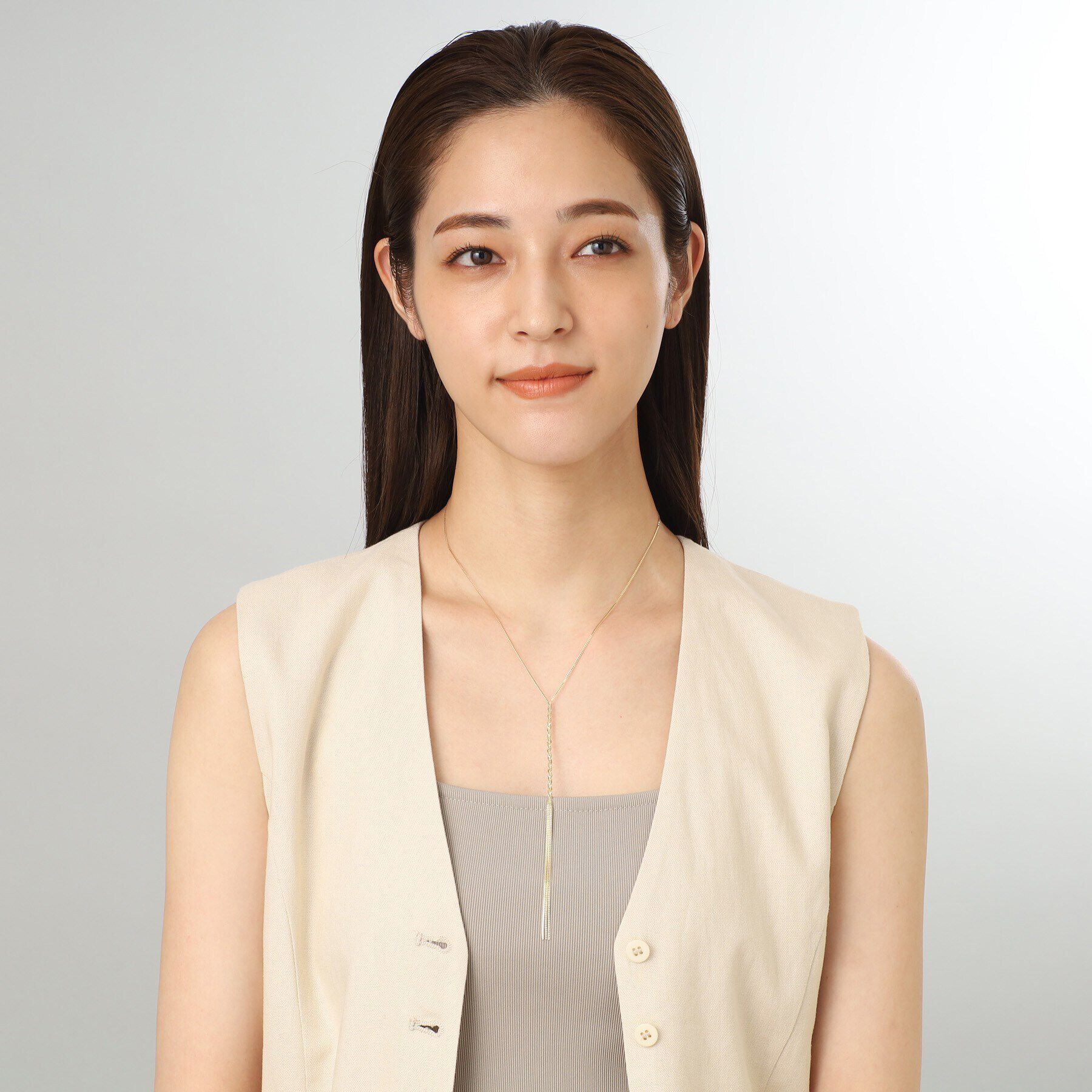 COCOSHNIK「K10ベネチアンフラットチェーン三つ編みY字 ネックレス」|ネックレス|