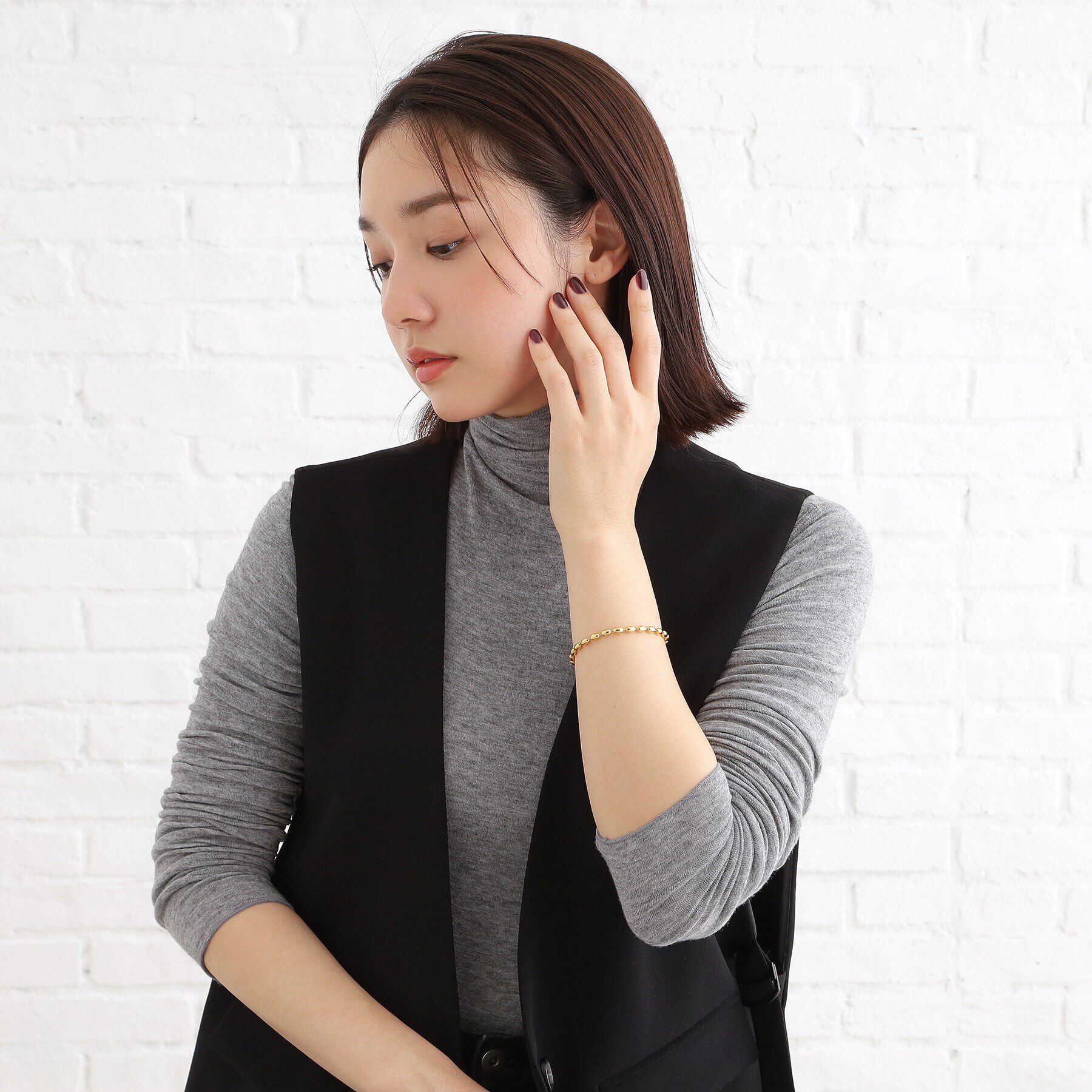 COCOSHNIK ONKITSCH「シルバー デザインチェーン オーバルボールL ブレスレット GP」|ブレスレット・バングル|