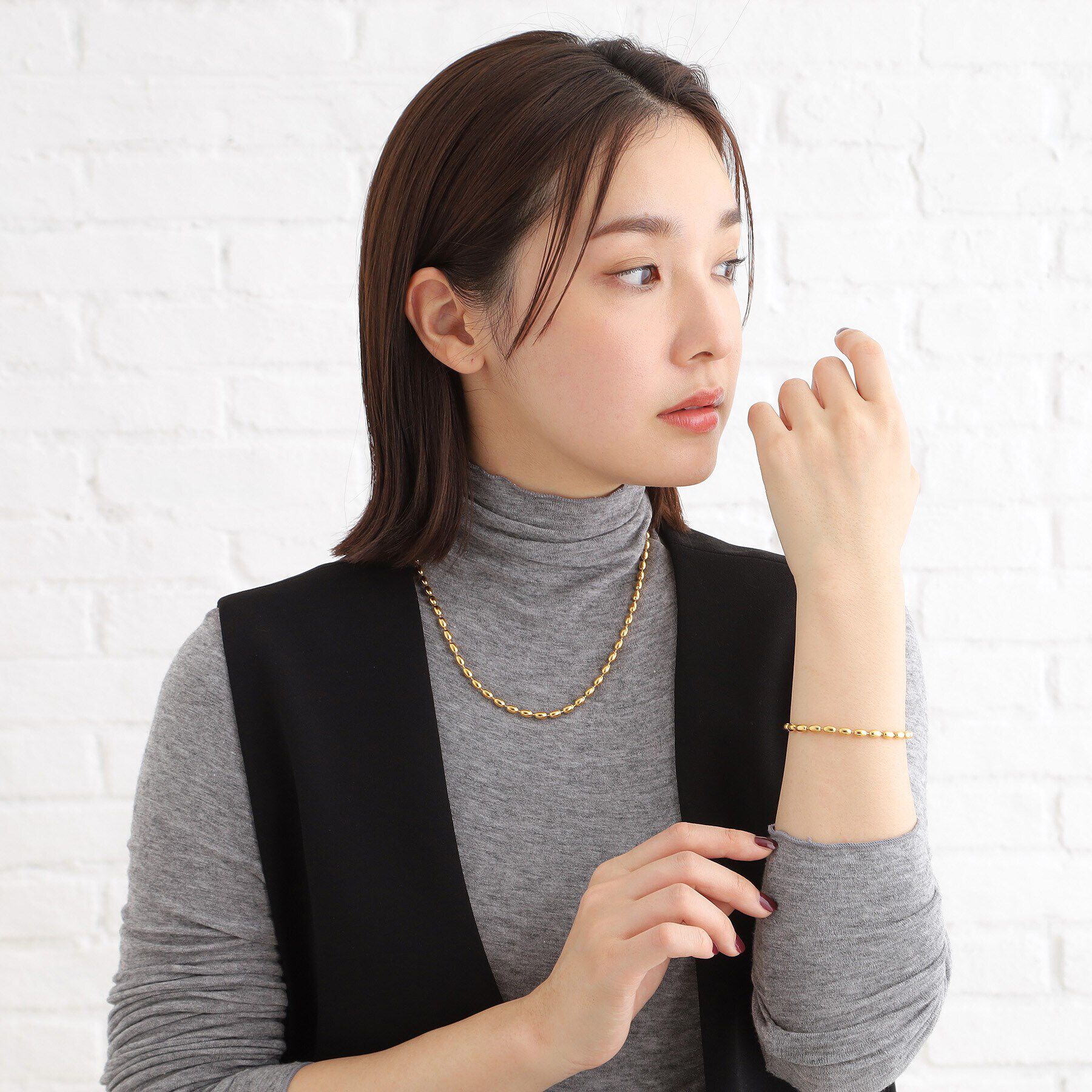 COCOSHNIK ONKITSCH「シルバー デザインチェーン オーバルボールL ブレスレット GP」|ブレスレット・バングル|