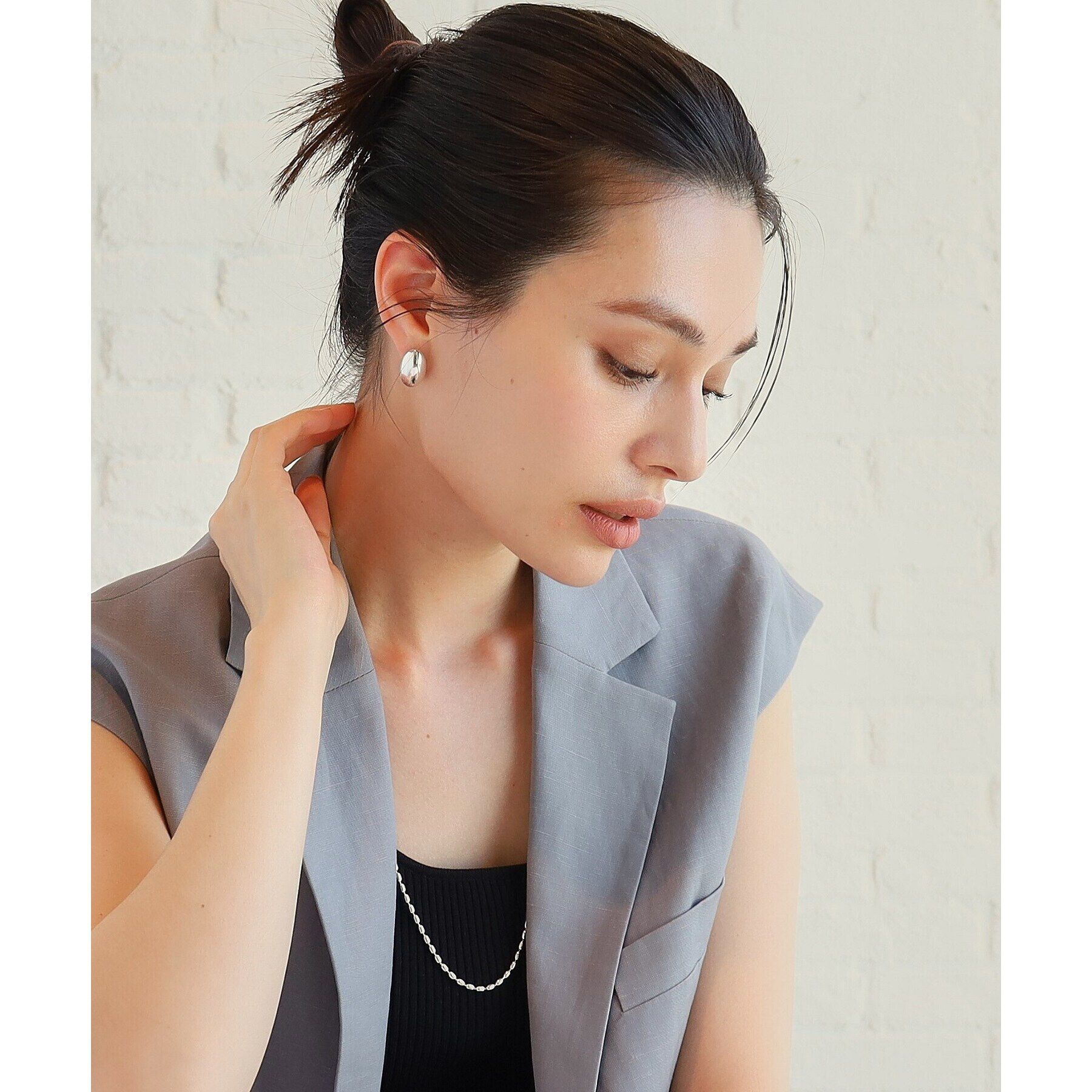 COCOSHNIK ONKITSCH「シルバー ホロウピアス オーバルスタッド」|ピアス|