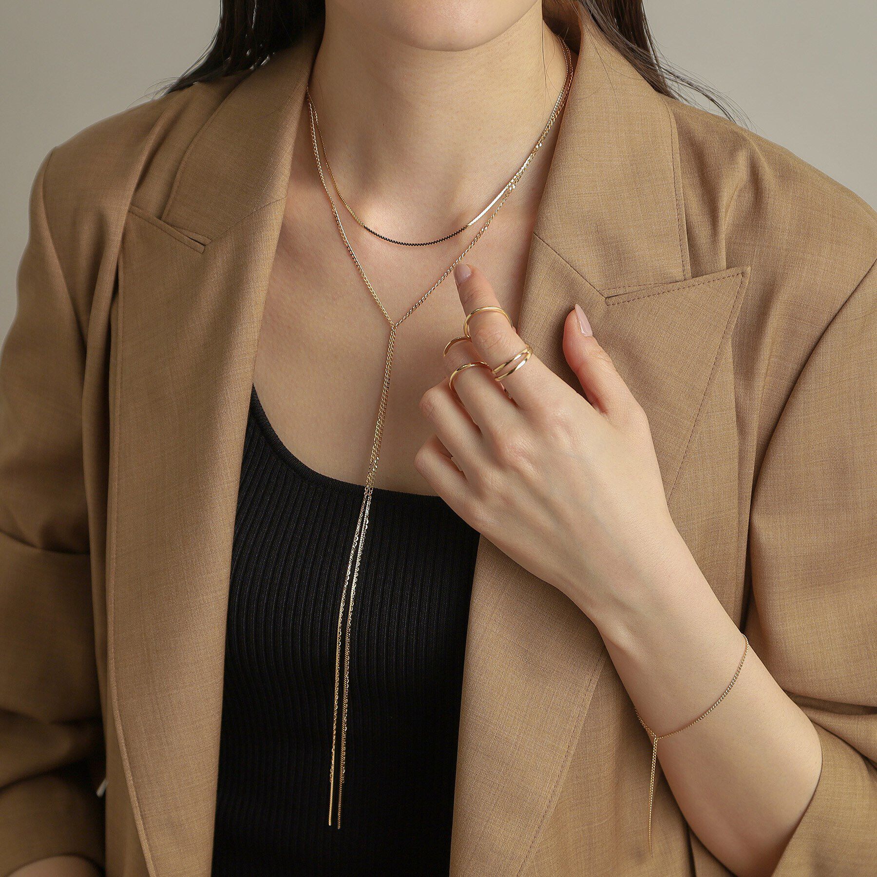 COCOSHNIK「K10キヘイフリンジY ネックレス大」|ネックレス|