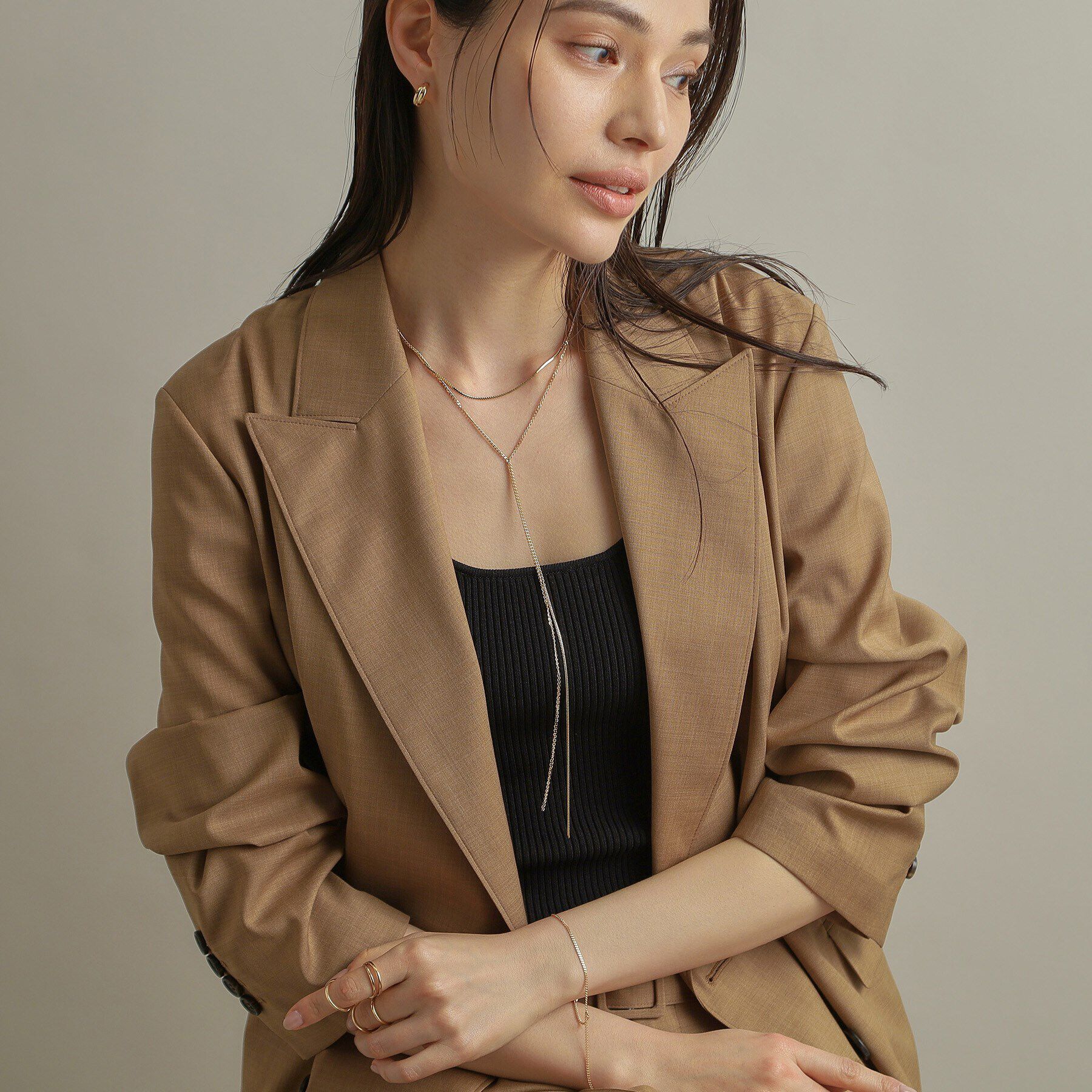 COCOSHNIK「K10キヘイフリンジY ネックレス大」|ネックレス|