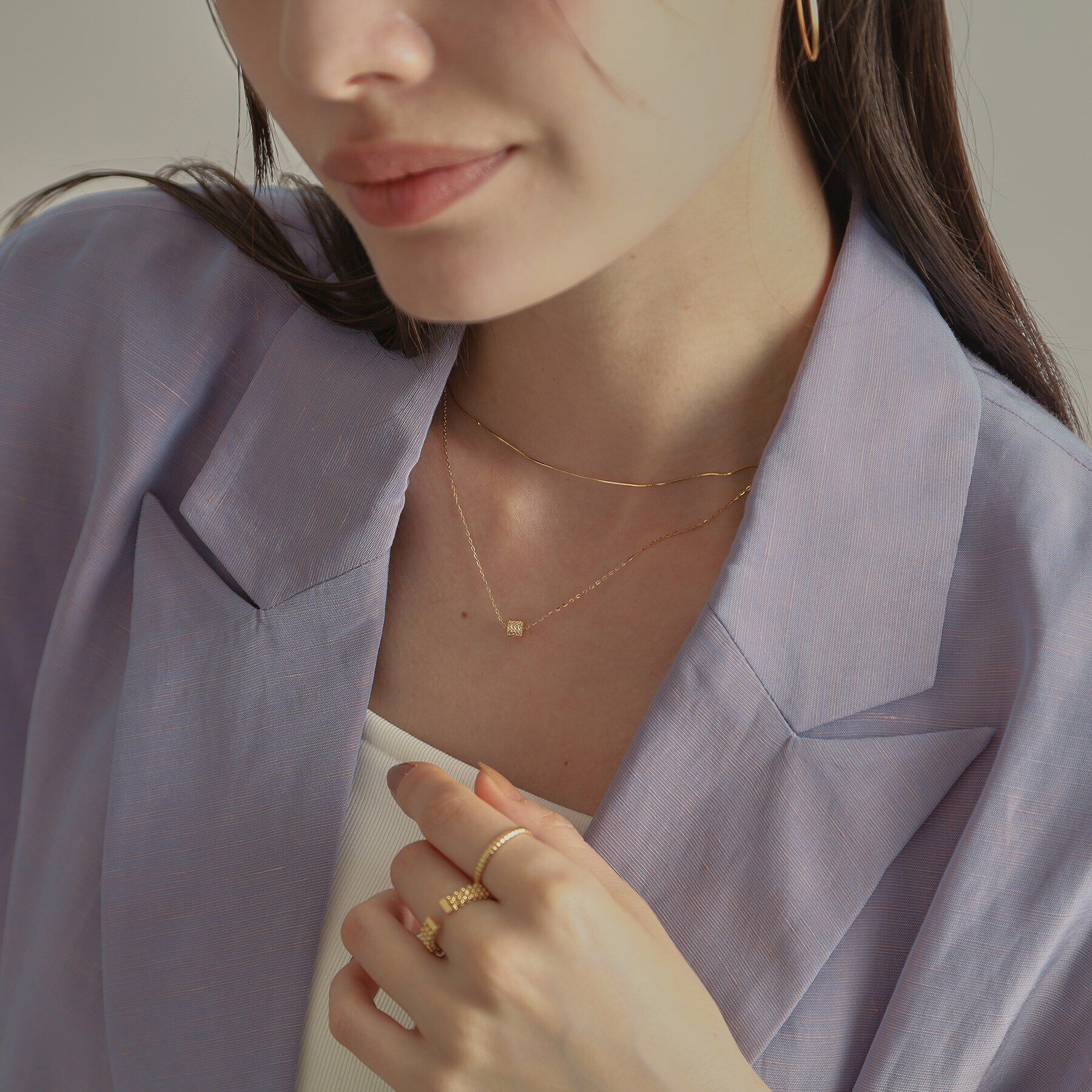 COCOSHNIK「K18テクスチャービーズ ネックレス」|ネックレス|