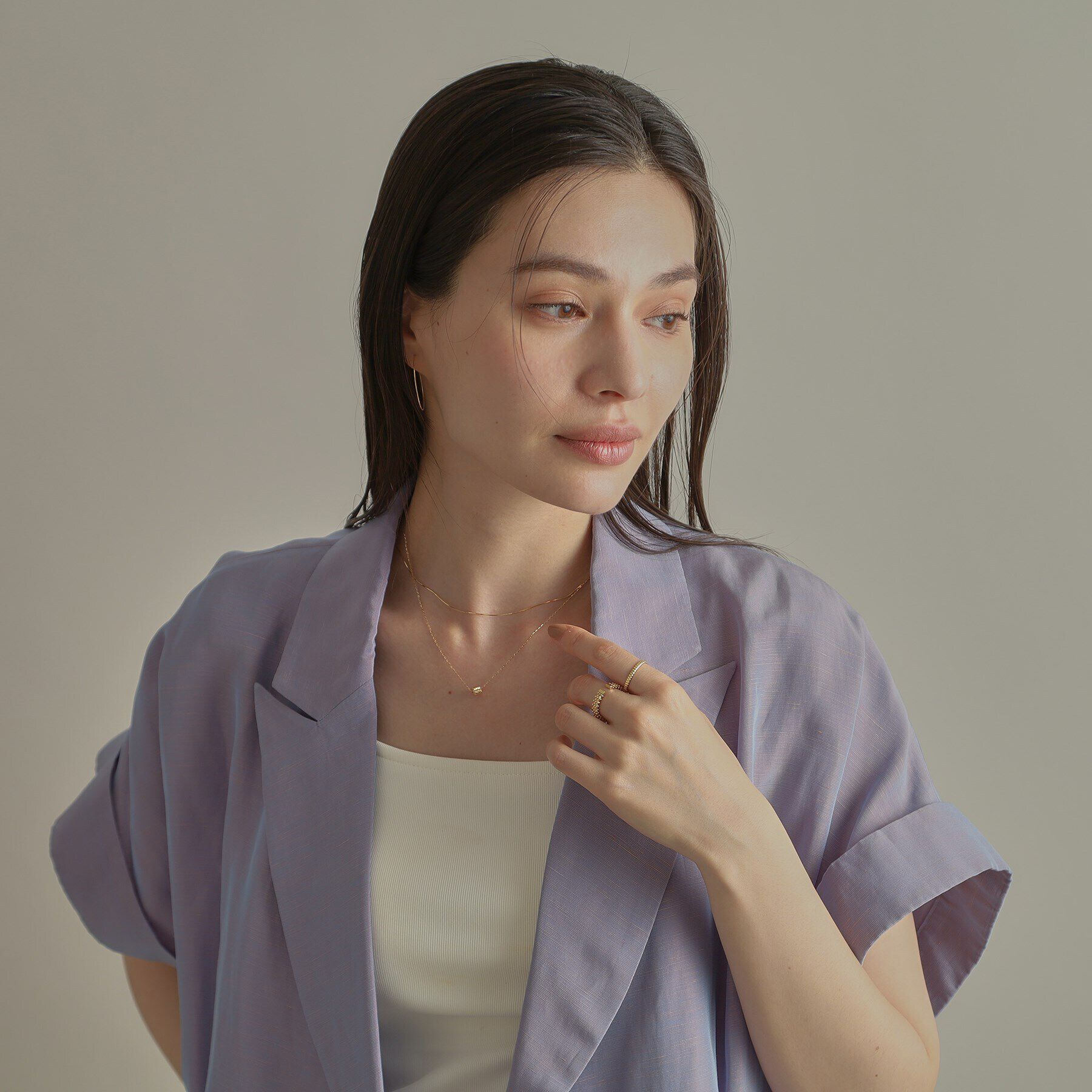 COCOSHNIK「K18テクスチャービーズ ネックレス」|ネックレス|