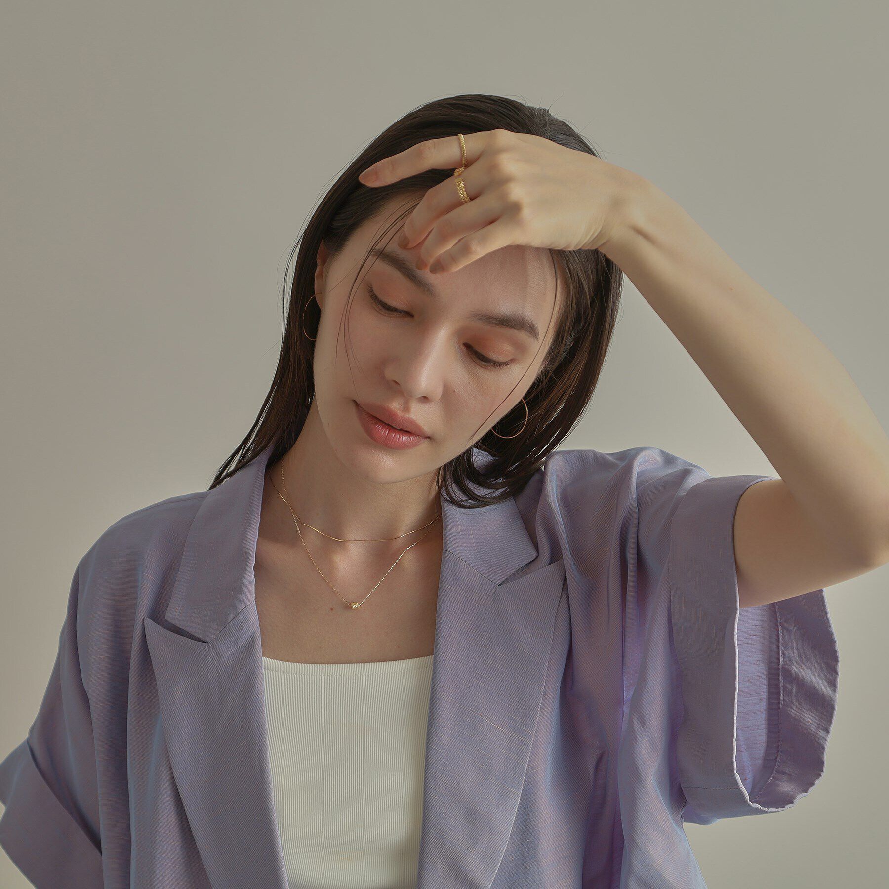 COCOSHNIK「K18テクスチャービーズ ネックレス」|ネックレス|