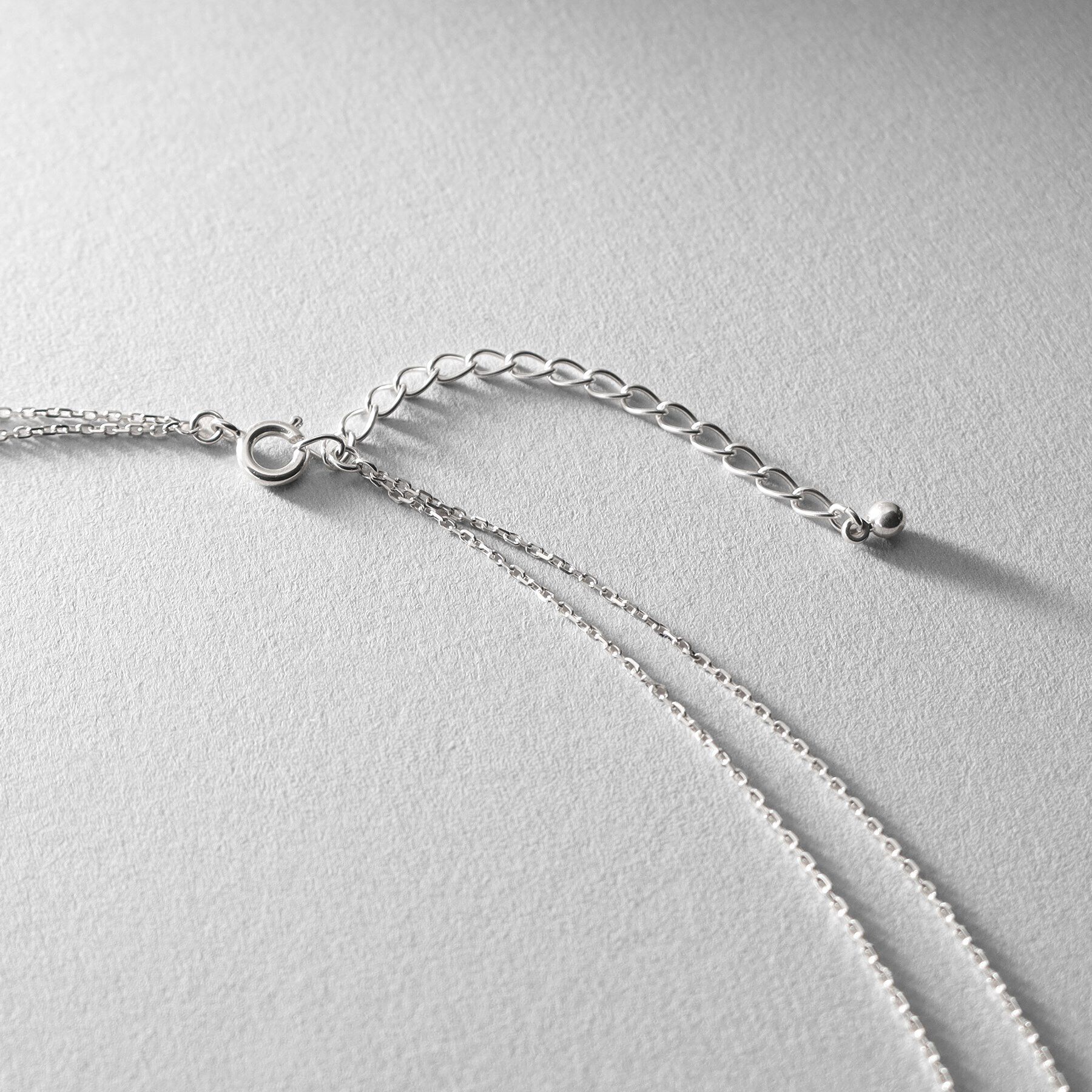 COCOSHNIK ONKITSCH「シルバー ダブルチェーンスクエアバーネックレス」|ネックレス|