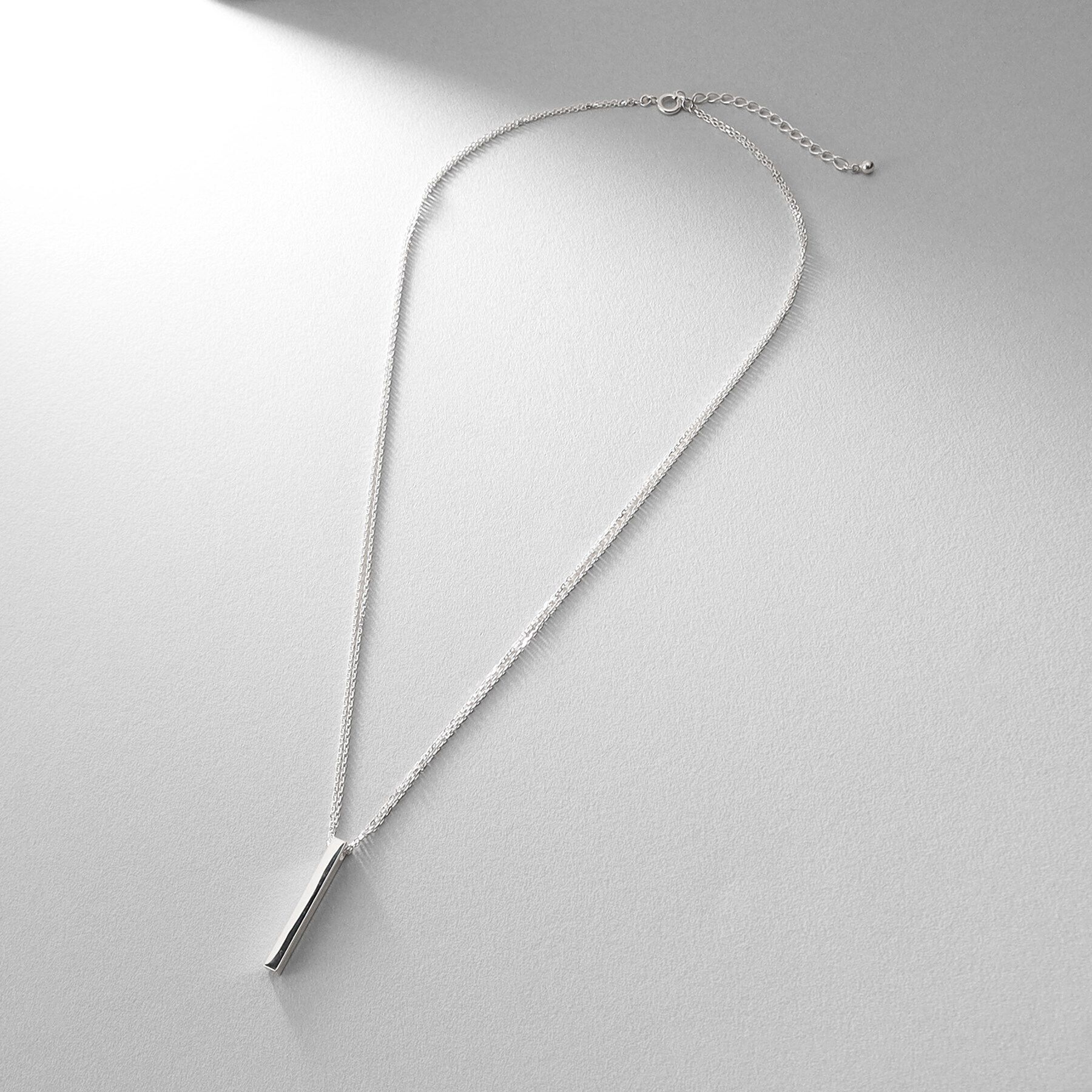 COCOSHNIK ONKITSCH「シルバー ダブルチェーンスクエアバーネックレス」|ネックレス|