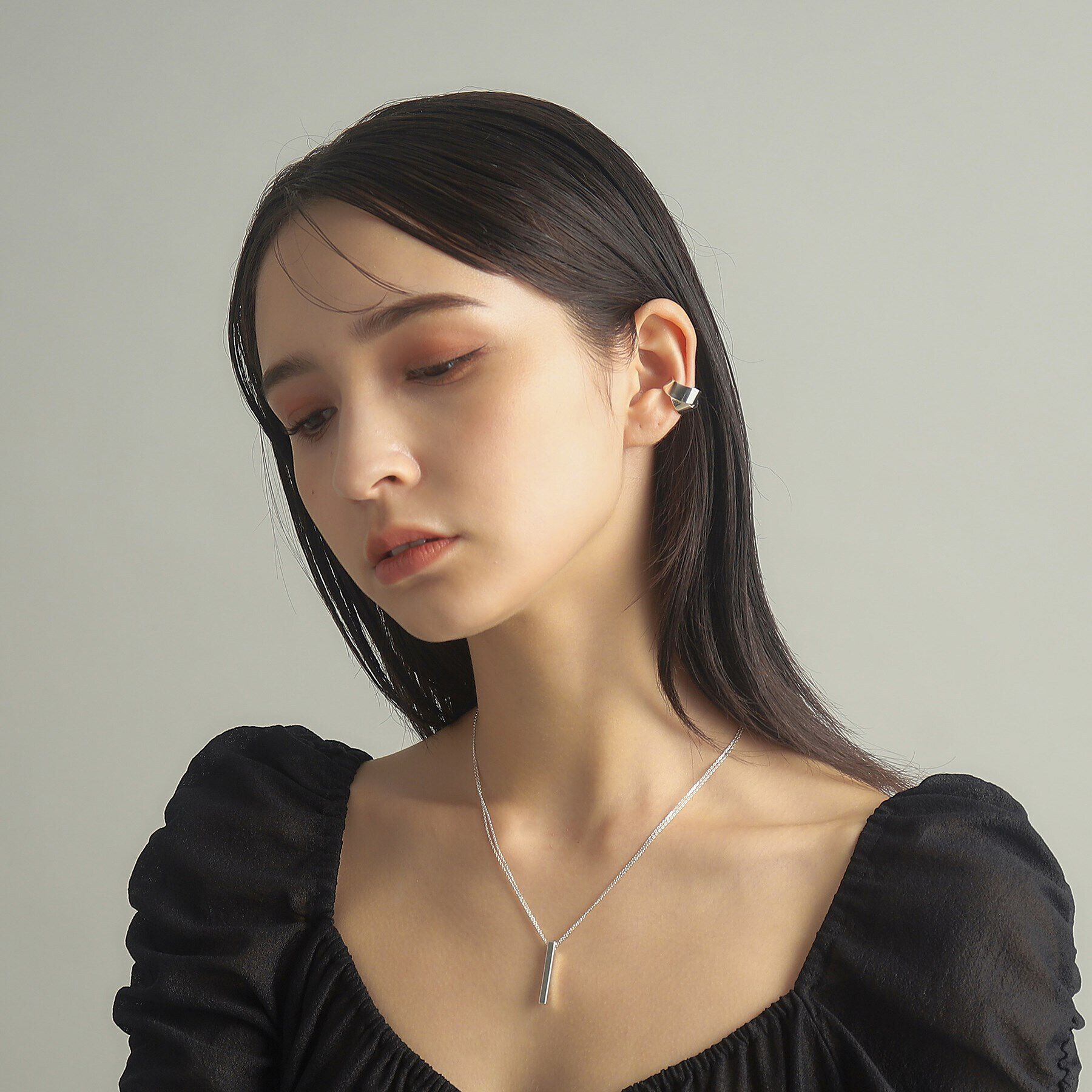 COCOSHNIK ONKITSCH「シルバー ダブルチェーンスクエアバーネックレス」|ネックレス|