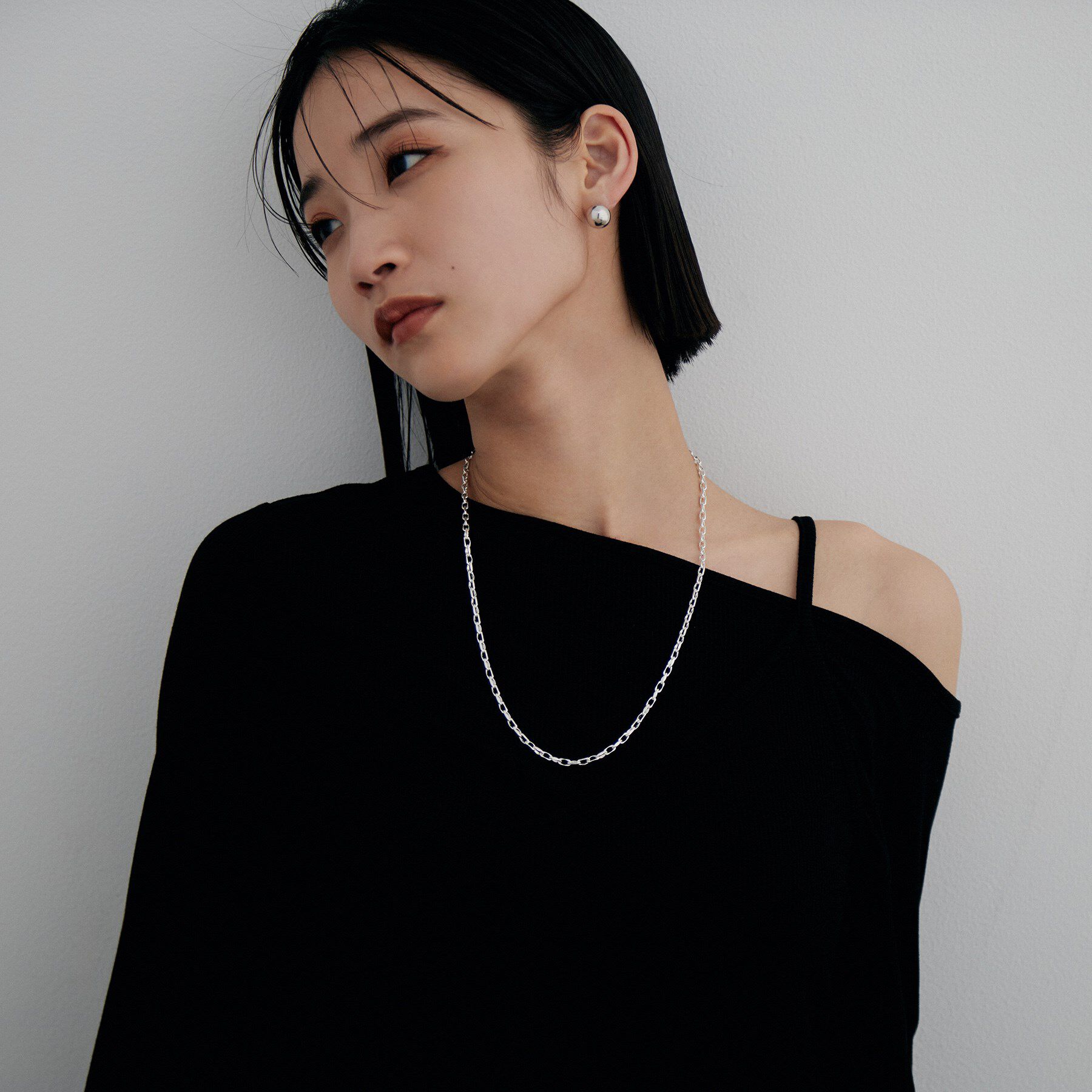 COCOSHNIK ONKITSCH「シルバー デザインチェーン ニュアンスケーブルネックレス（55cm）」|ネックレス|