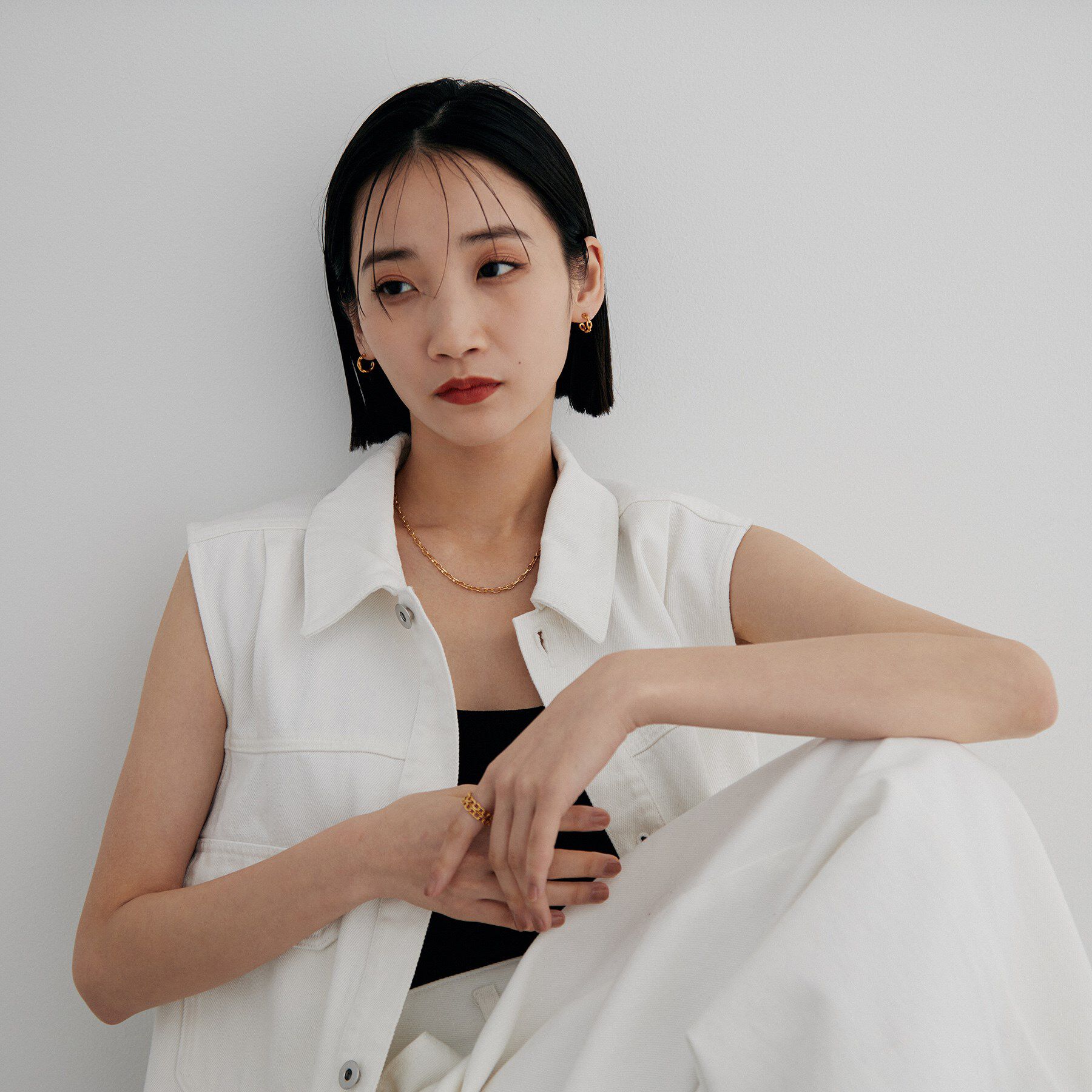 COCOSHNIK ONKITSCH「シルバー デザインチェーン ニュアンスケーブルネックレス（38cm） GP」|ネックレス|