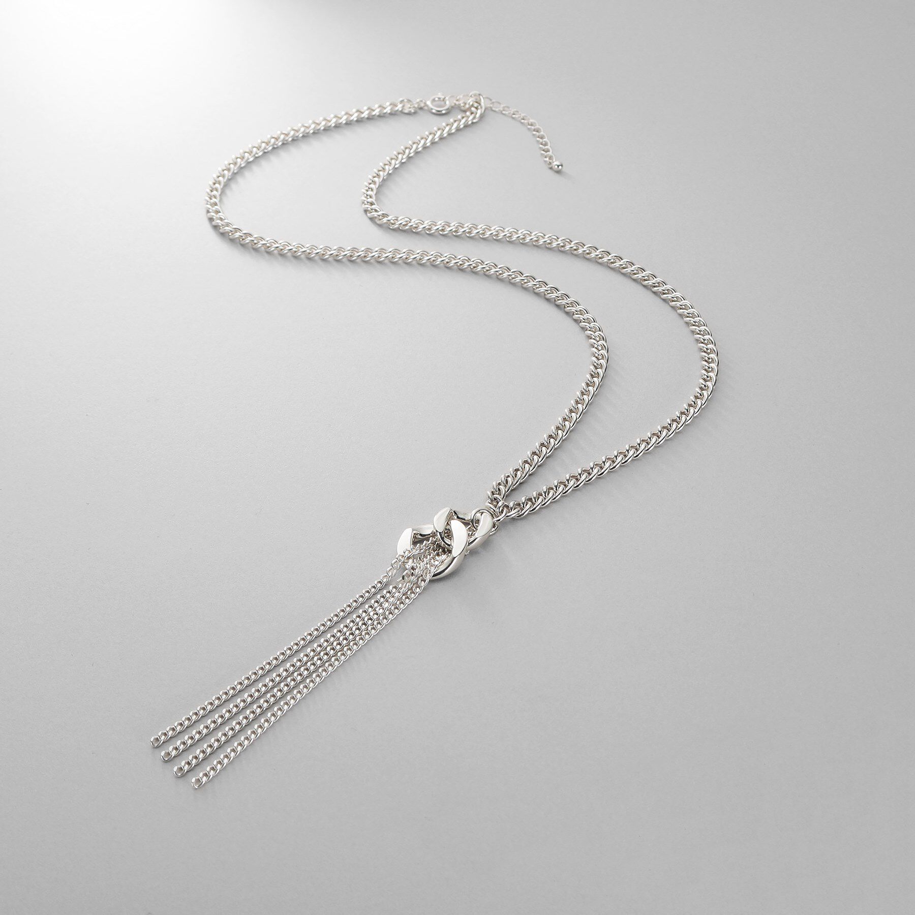 COCOSHNIK ONKITSCH「シルバー カーブチェーンモチーフフリンジネックレス」|ネックレス|シルバー(600)
