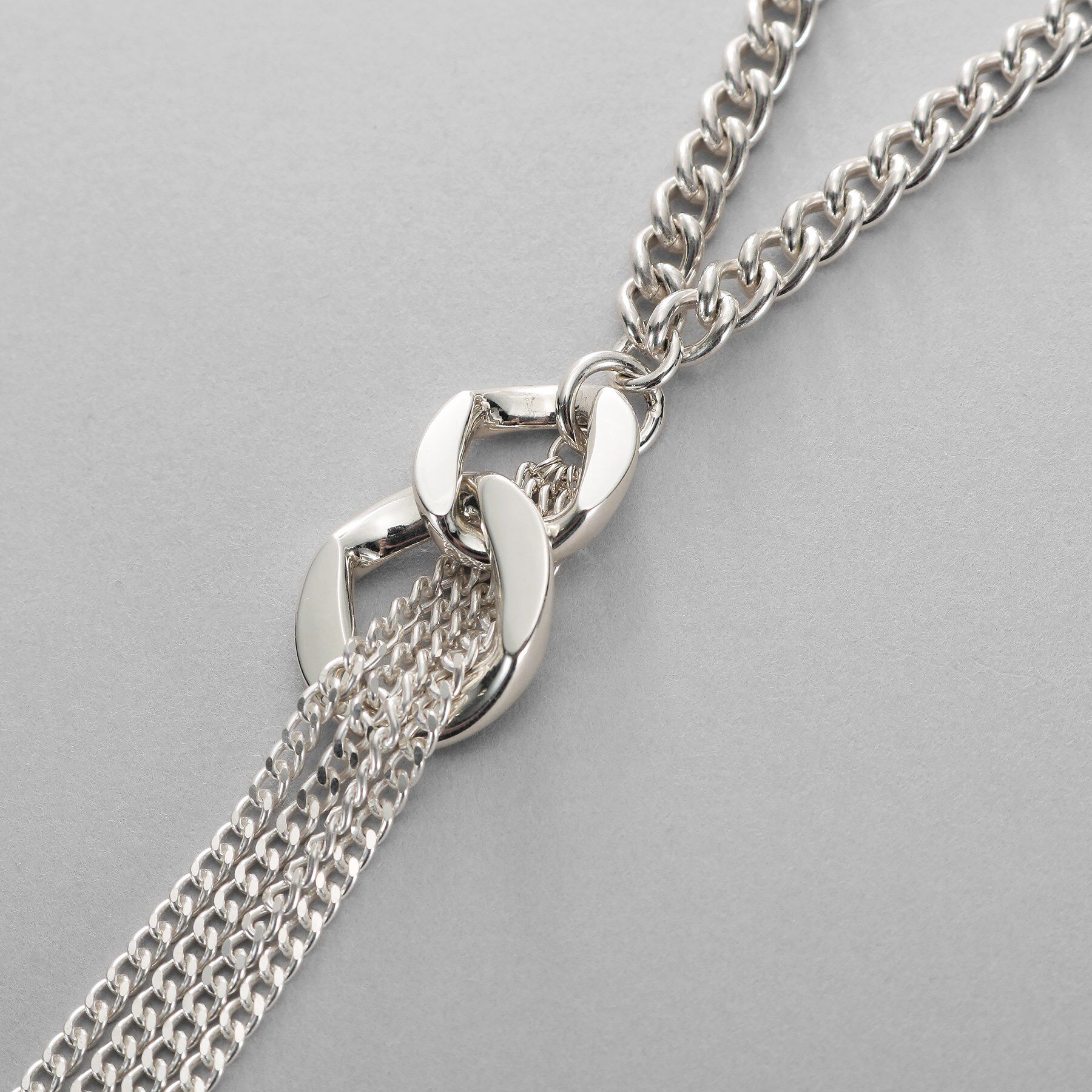 COCOSHNIK ONKITSCH「シルバー カーブチェーンモチーフフリンジネックレス」|ネックレス|