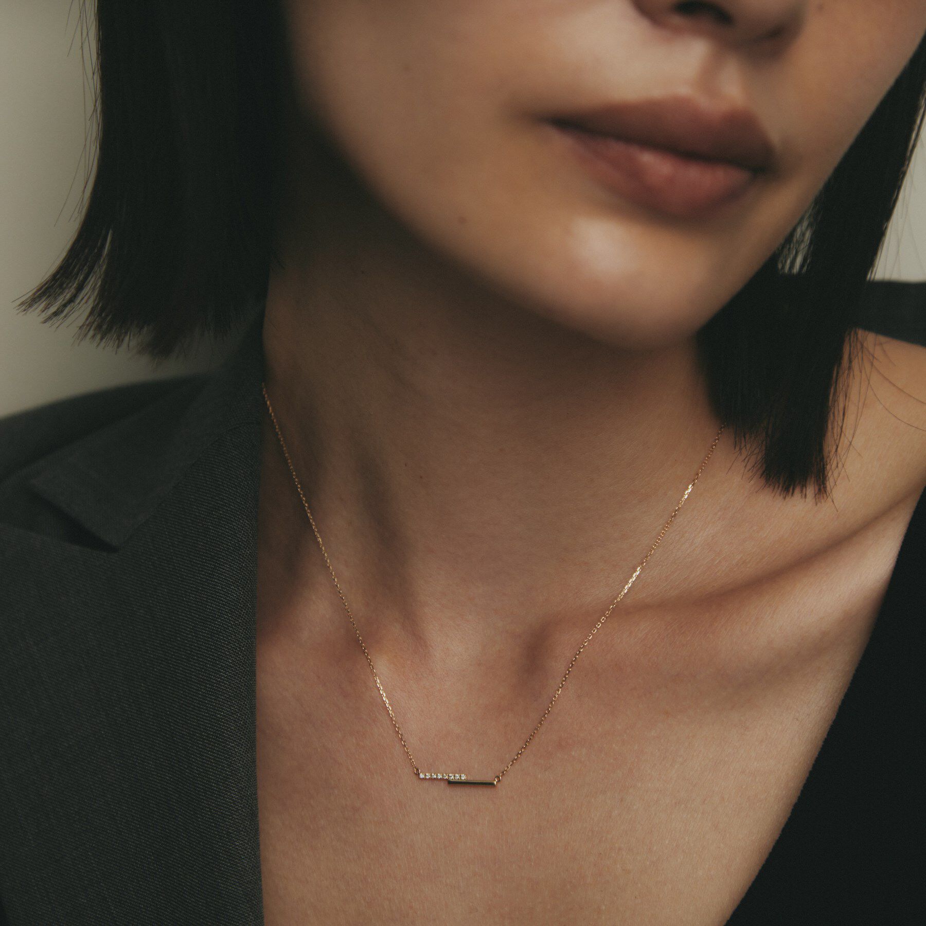 COCOSHNIK「K10ダイヤモンド ステップライン ネックレス」|ネックレス|