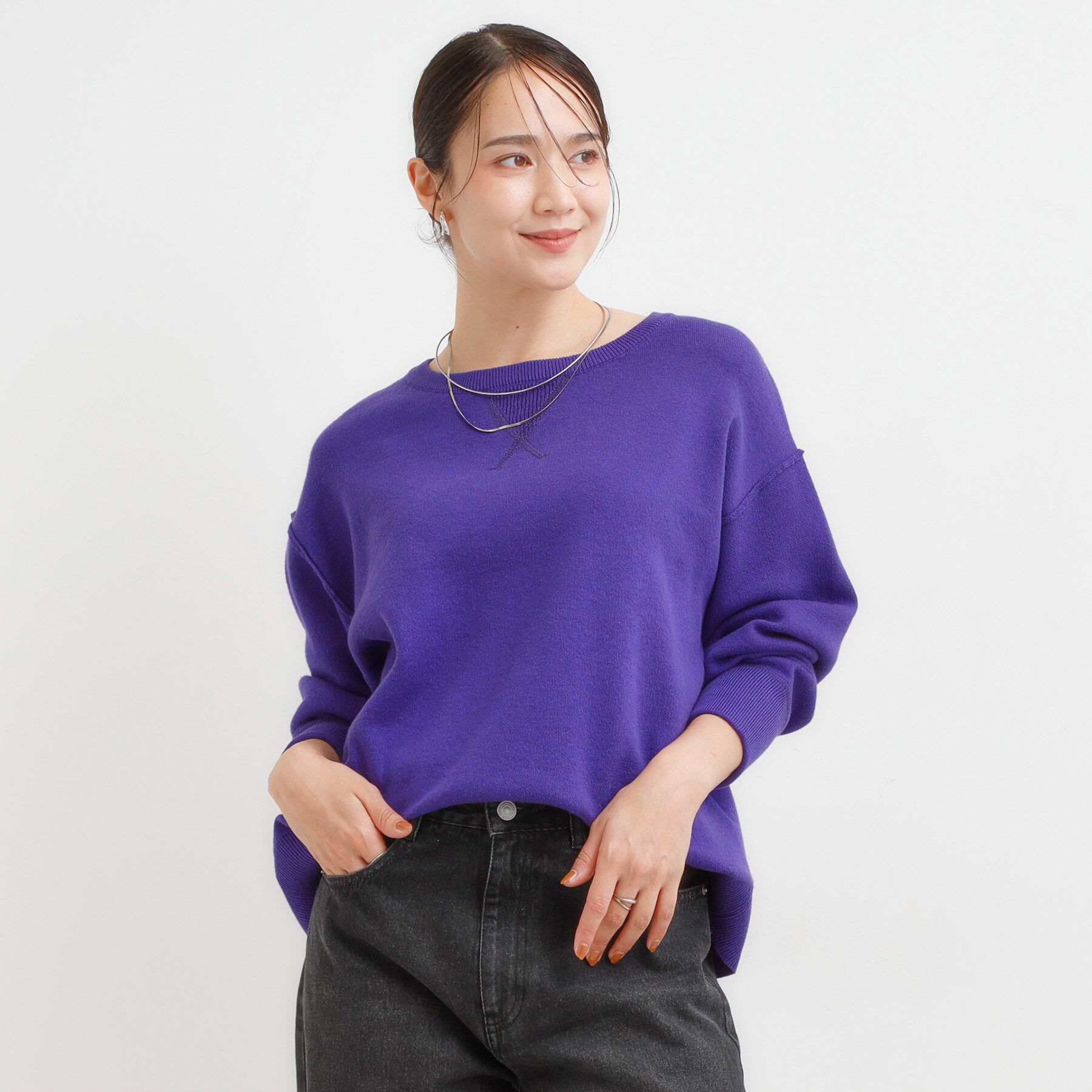 SHOO･LA･RUE「【洗濯機可/ちくちくしにくい】大人カジュアルを叶える スウェットライクニット」|ニット・セーター|