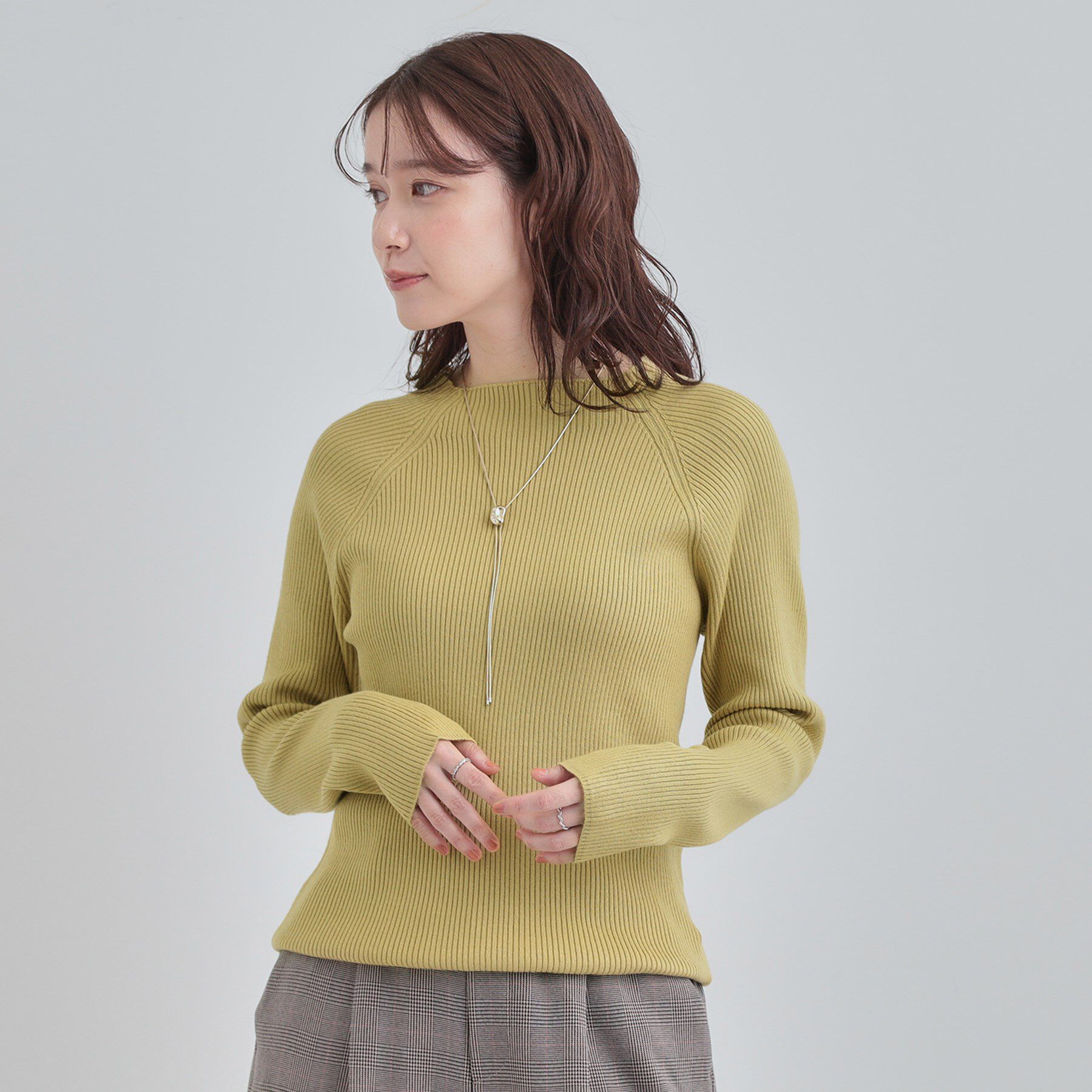 SHOO･LA･RUE「【絶妙なゆるピタ/洗濯機可】ちくちくしにくい リブハイネックやわらかニット」|ニット・セーター|