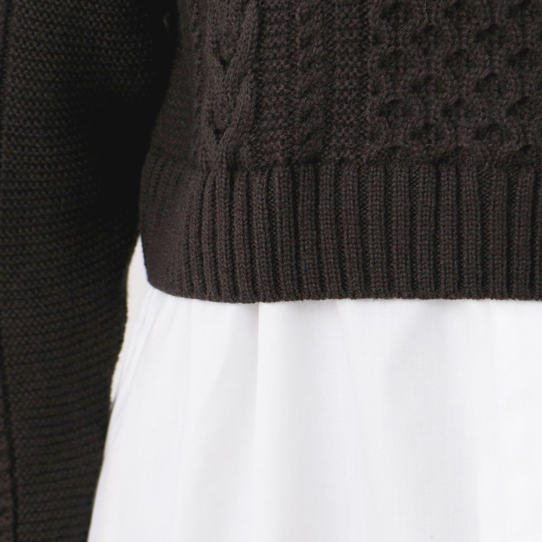 Dessin「【洗える】シャツ付きレイヤードケーブルニット」|ニット・セーター|