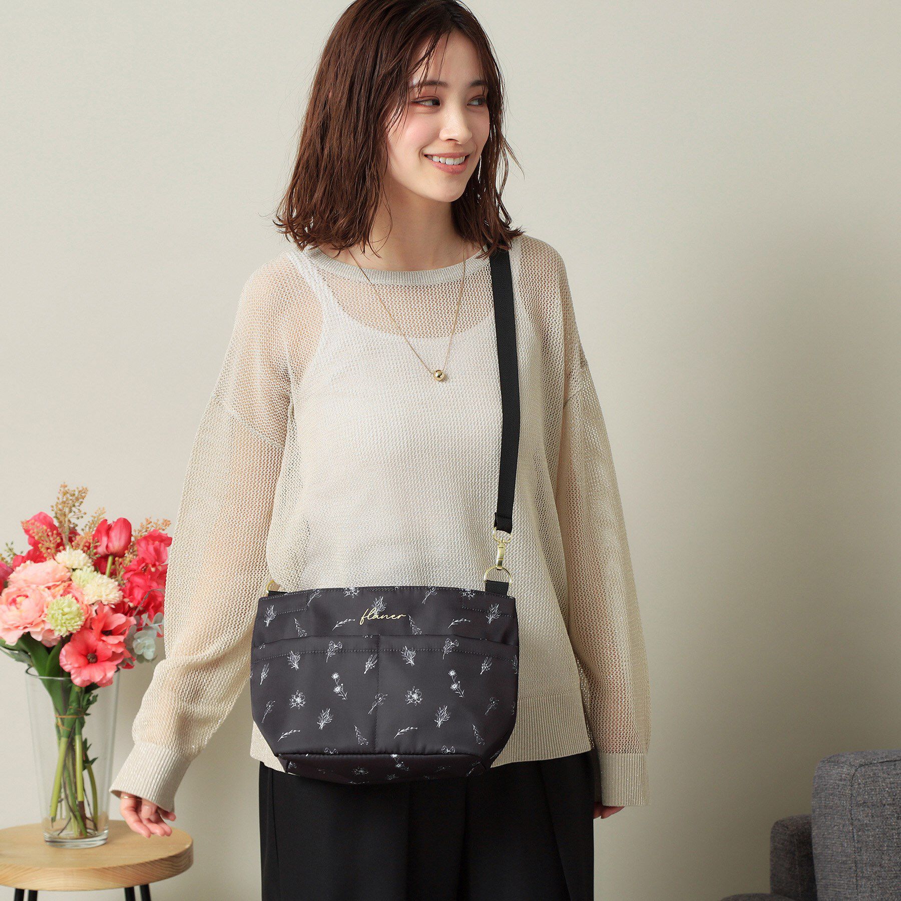 ITS&rsquo;DEMO「【2WAY】花柄バッグインバッグ」|ショルダー・メッセンジャー|