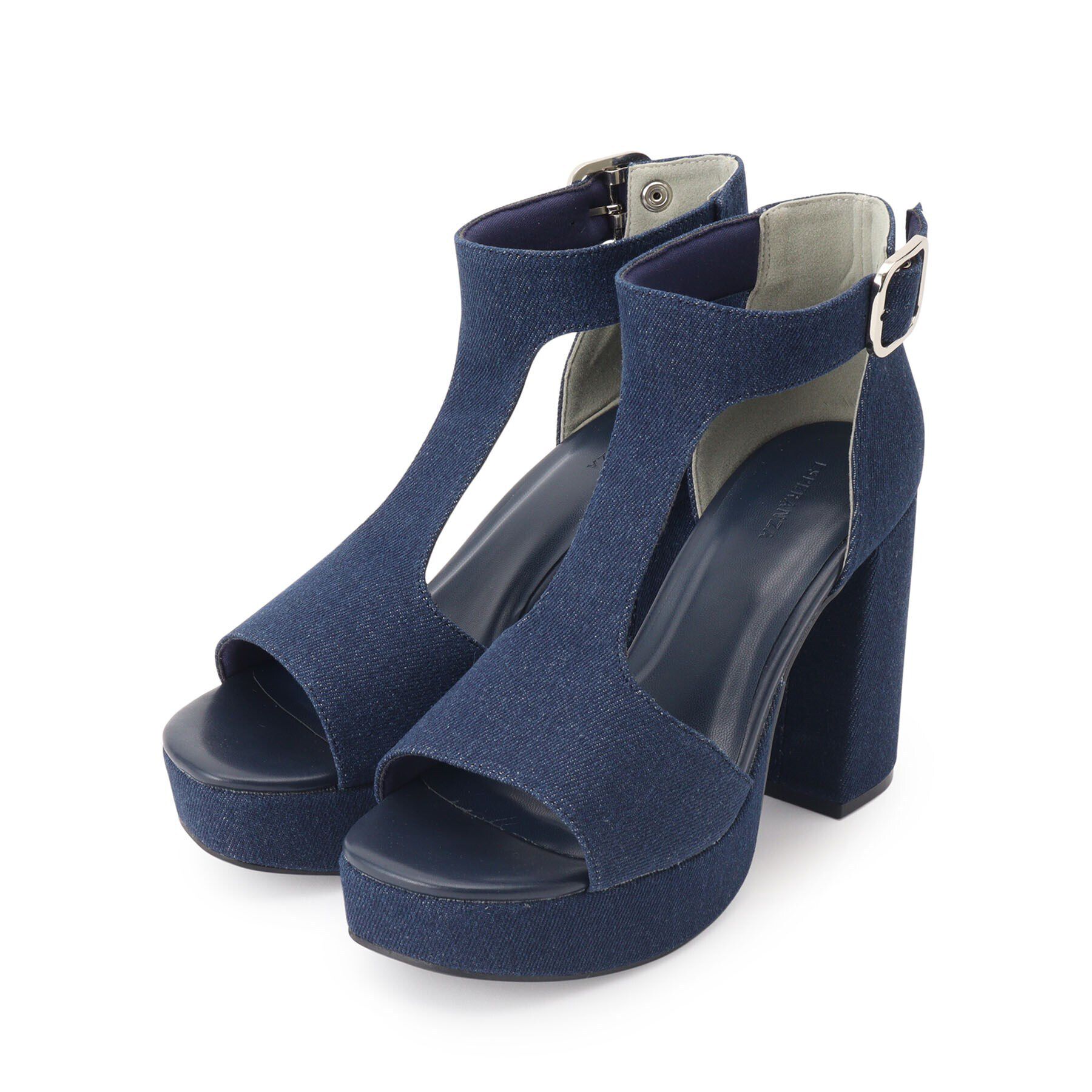 ESPERANZA「Tストラップスクエアサンダル」|サンダル|デニム(393)