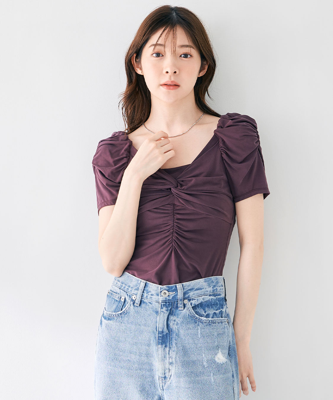 COCO DEAL「ツイストギャザーハーフスリーブカットソーブラウス」|Tシャツ・カットソー|