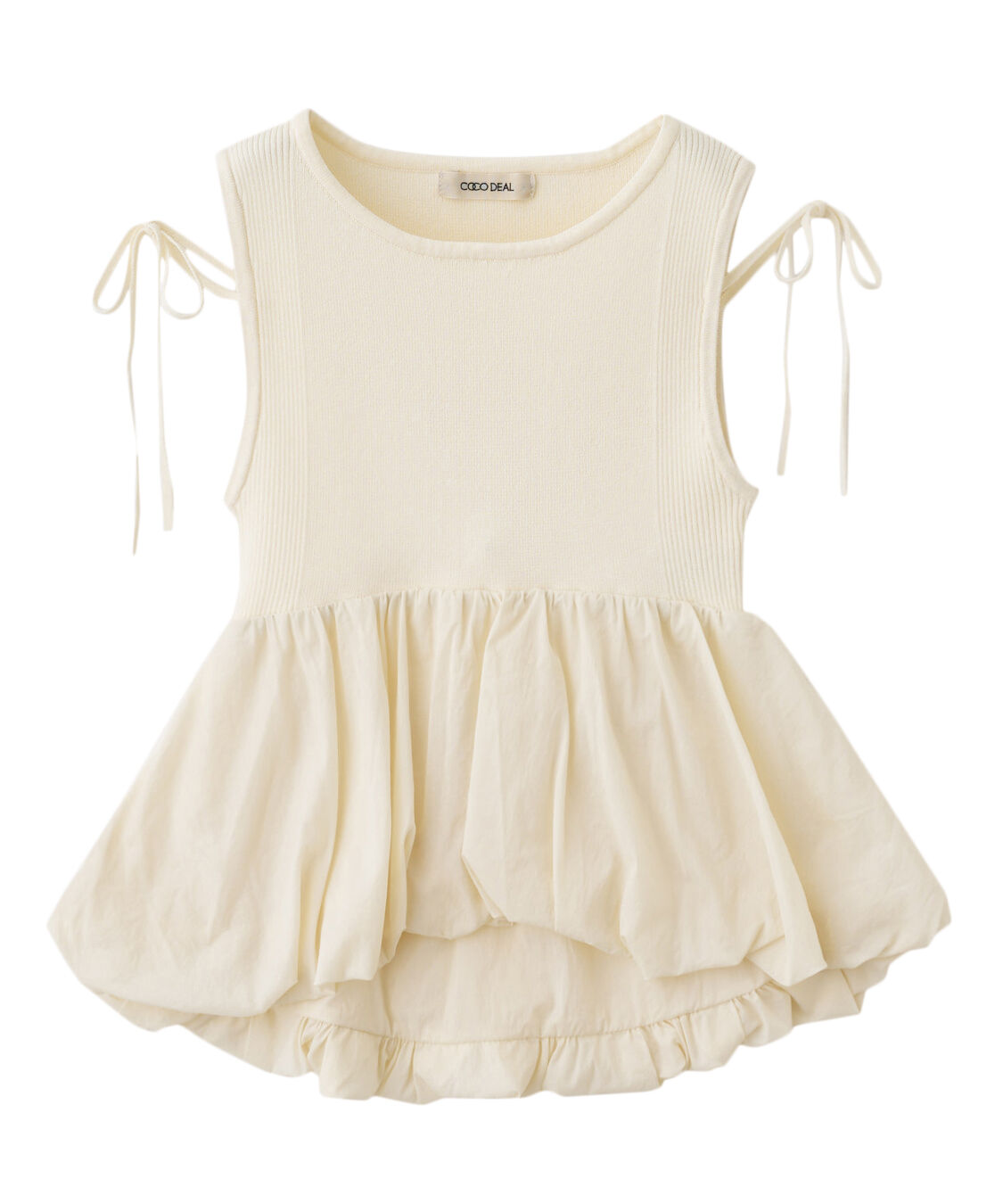 COCO DEAL「布帛ドッキングバルーンノースリニット」|ニット・セーター|