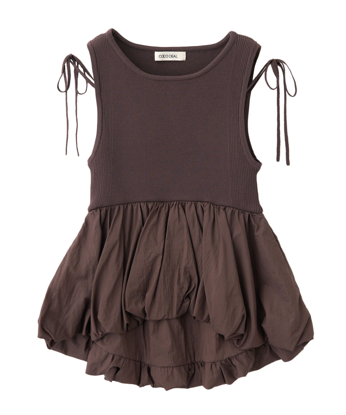 COCO DEAL「布帛ドッキングバルーンノースリニット」|ニット・セーター|